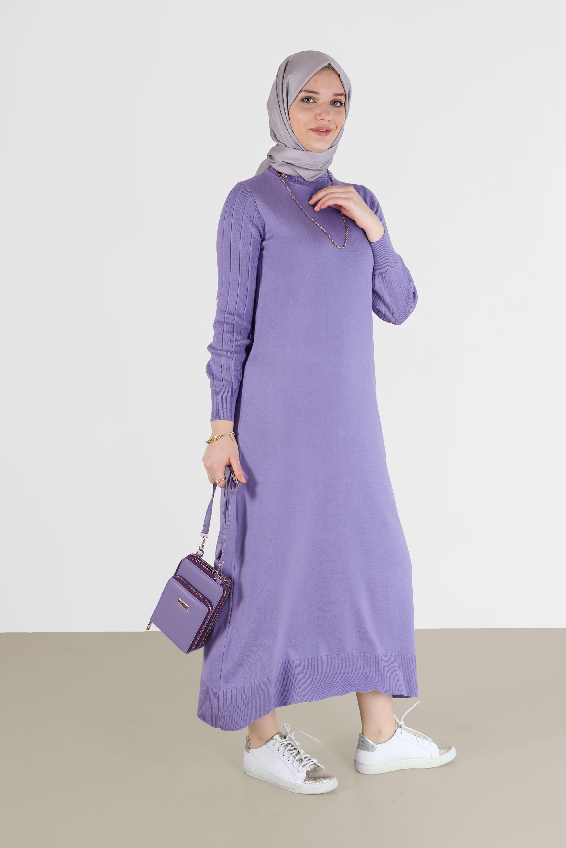 Hijab clothing PURPLE BASIC KNITWEAR DRESS 42060 