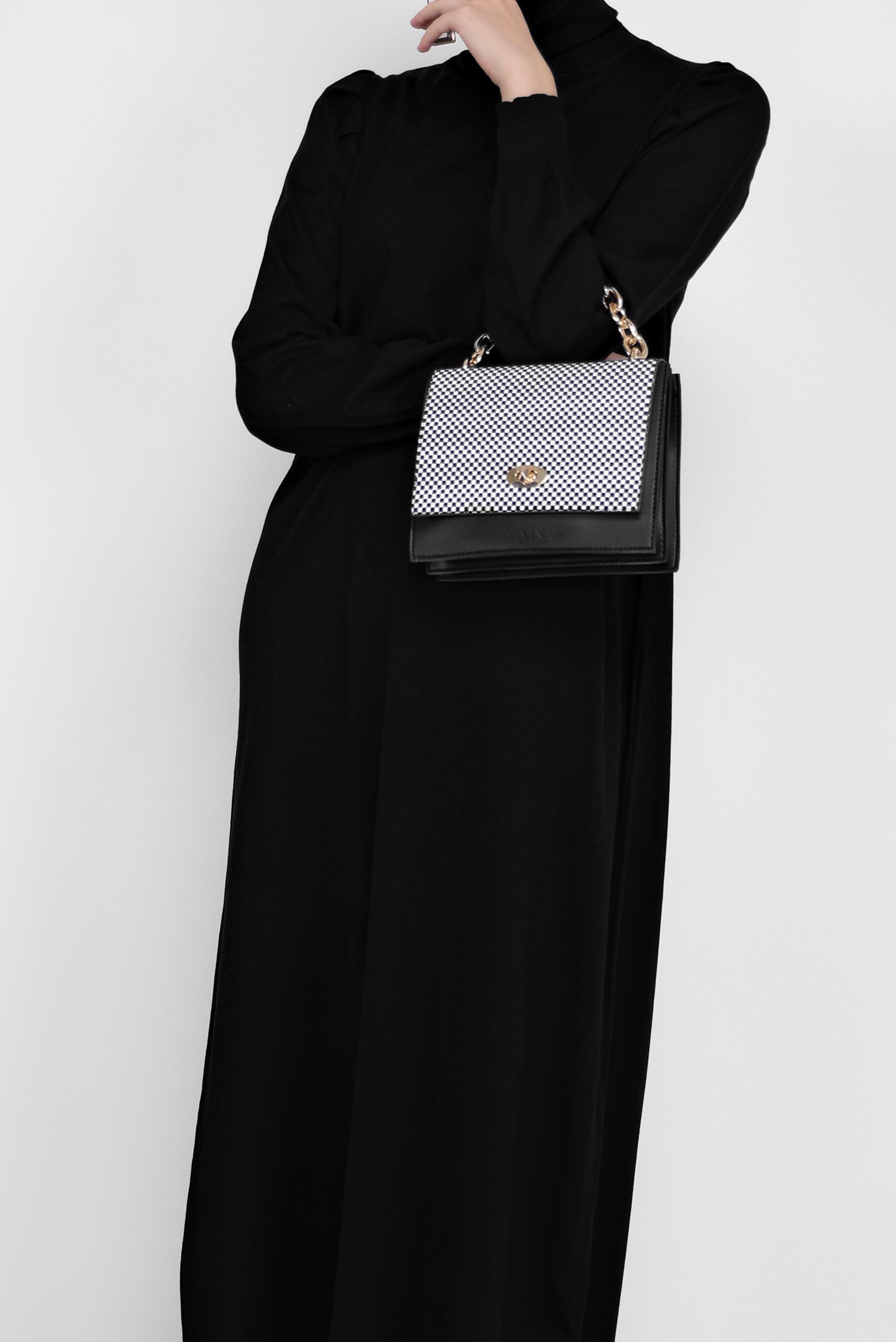 Tesettür giyim SİYAH BASIC TRİKO ELBİSE 42061 