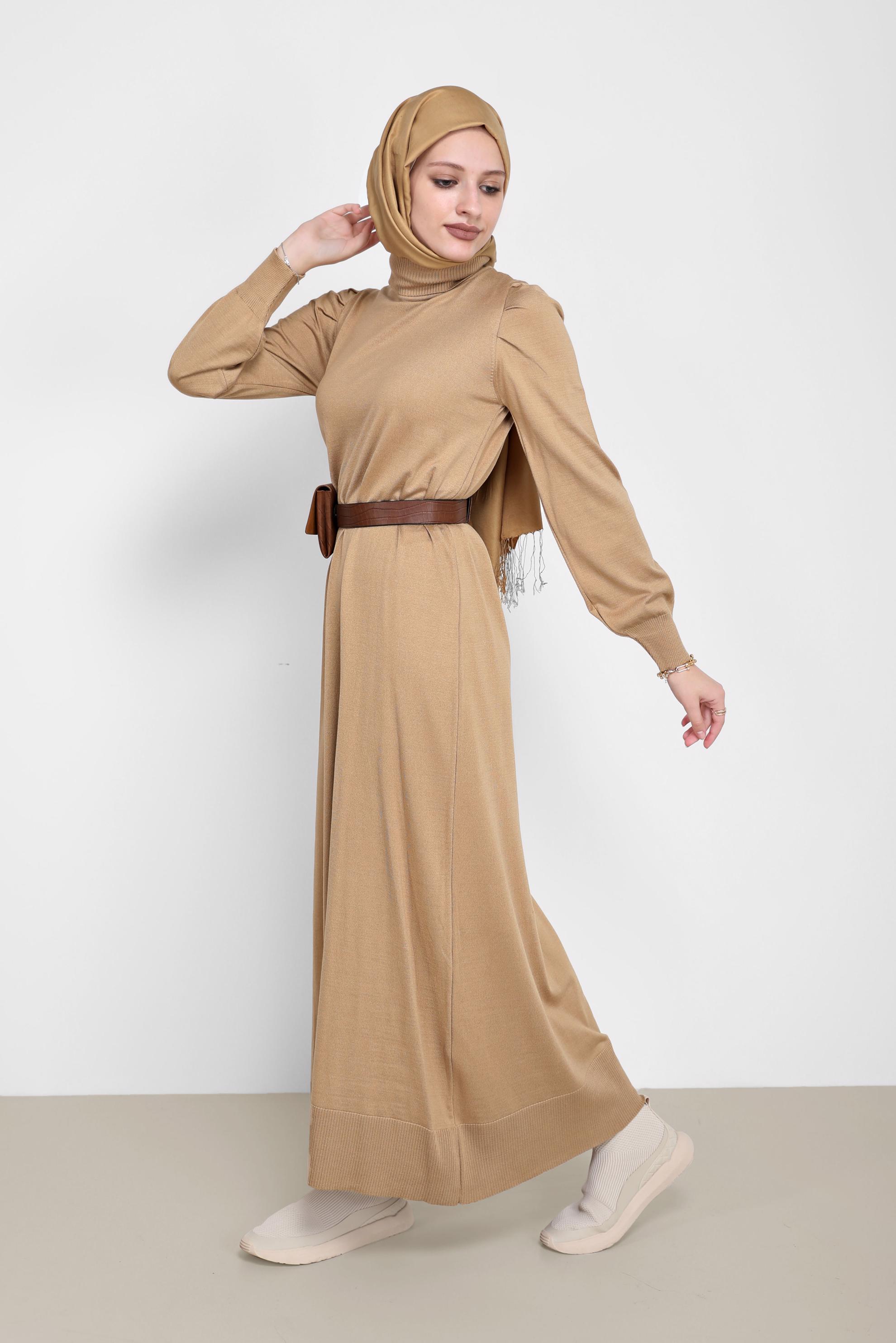Hijab clothing BROWN BASIC KNITWEAR DRESS 42061 