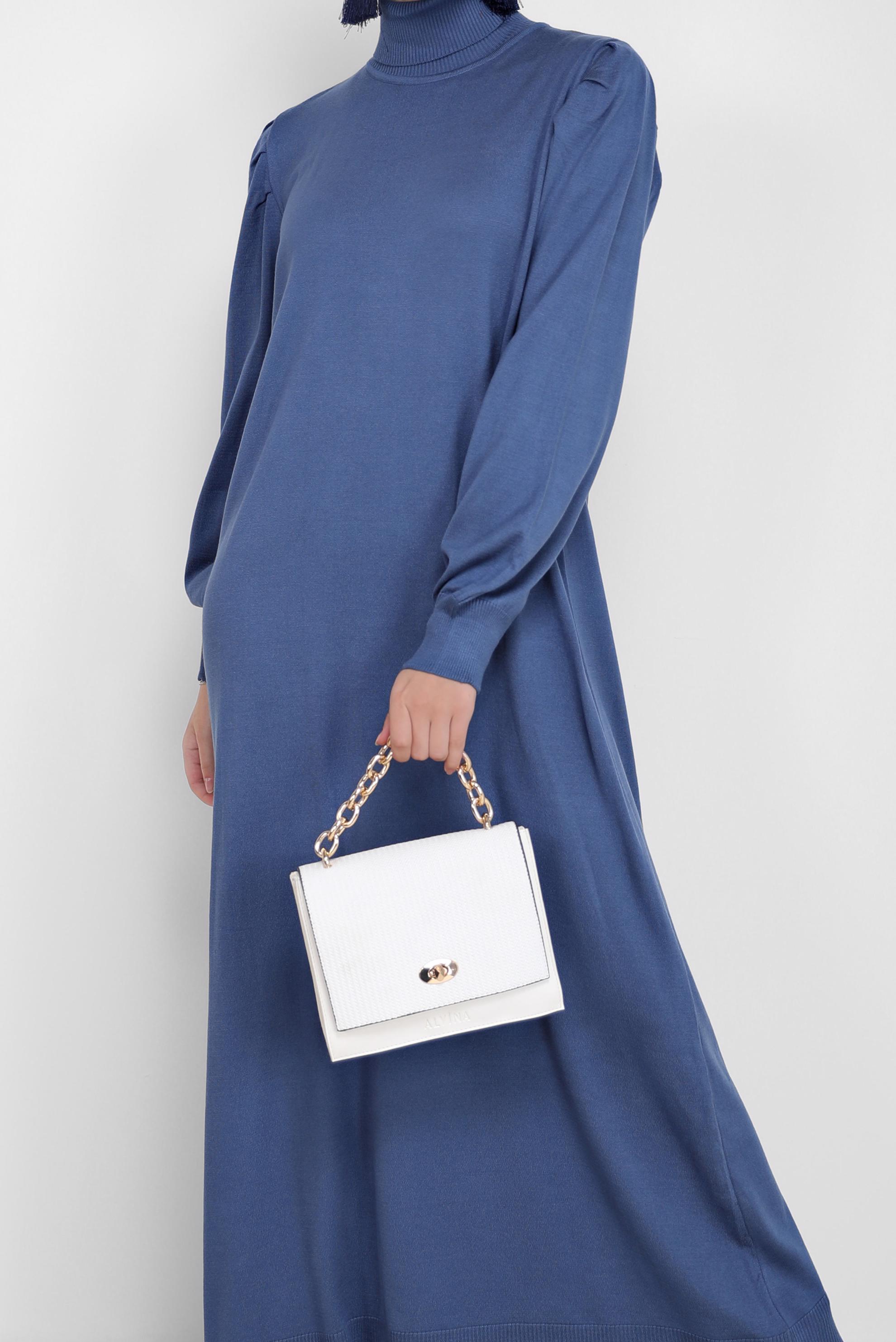 Tesettür giyim LACİVERT BASIC TRİKO ELBİSE 42061 