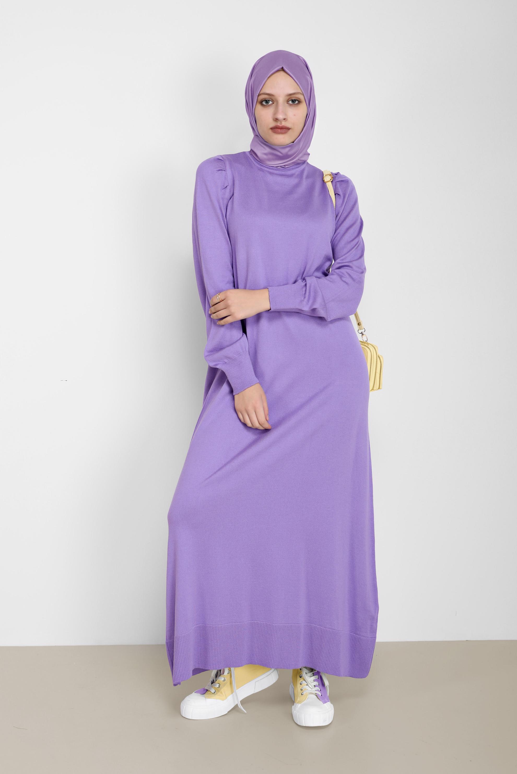 Tesettür giyim MOR BASIC TRİKO ELBİSE 42061 