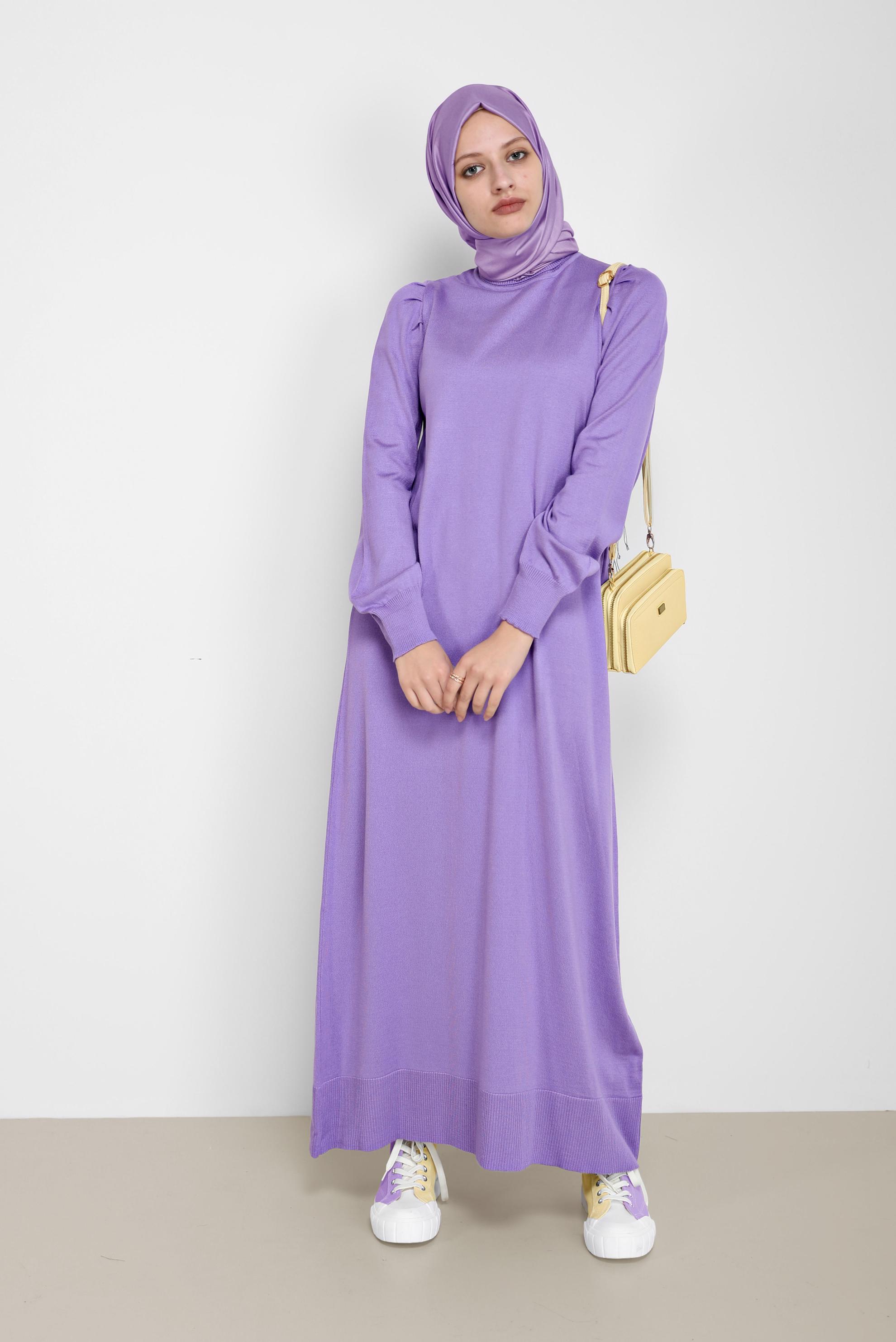 Tesettür giyim MOR BASIC TRİKO ELBİSE 42061 