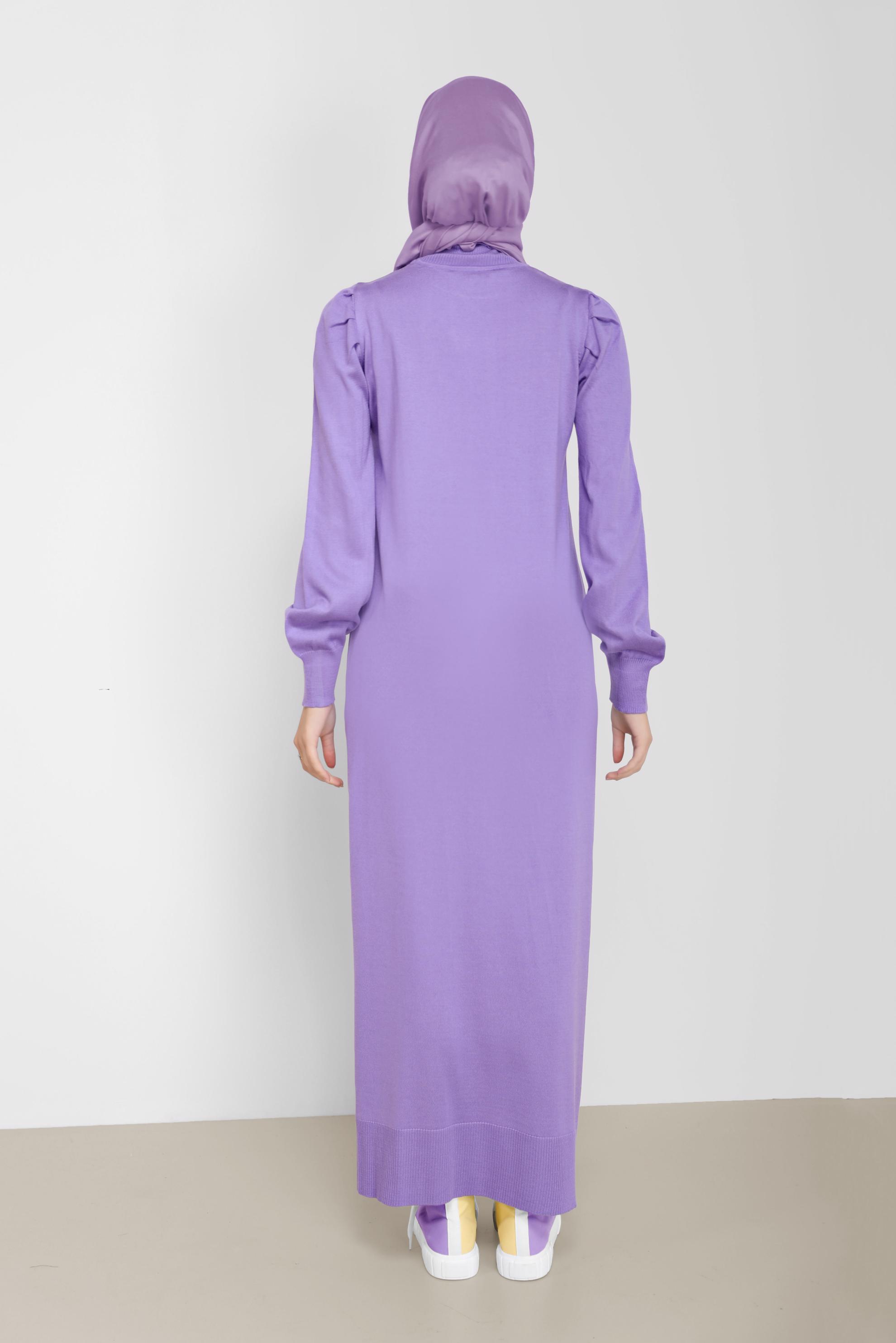 Tesettür giyim MOR BASIC TRİKO ELBİSE 42061 