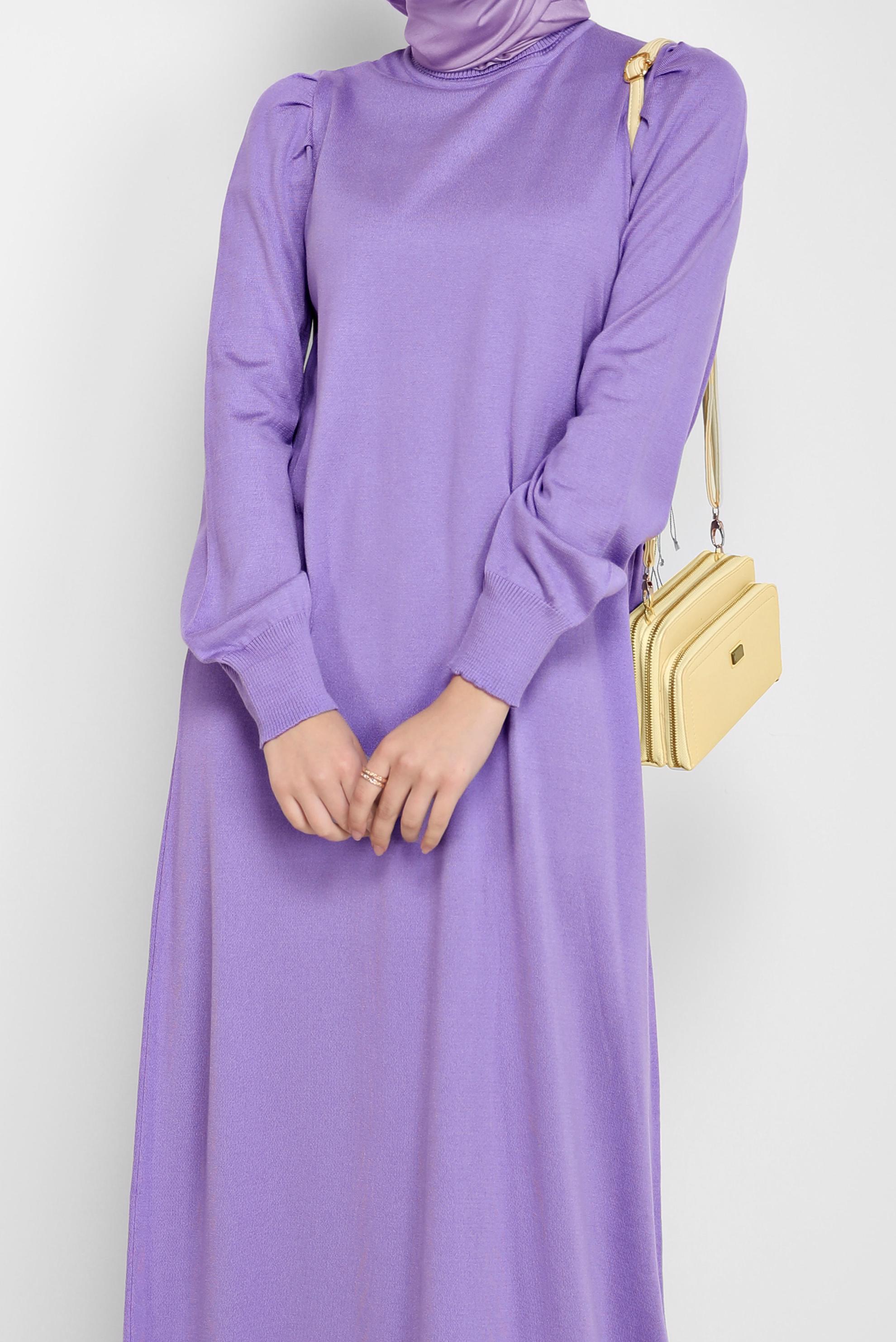 Tesettür giyim MOR BASIC TRİKO ELBİSE 42061 