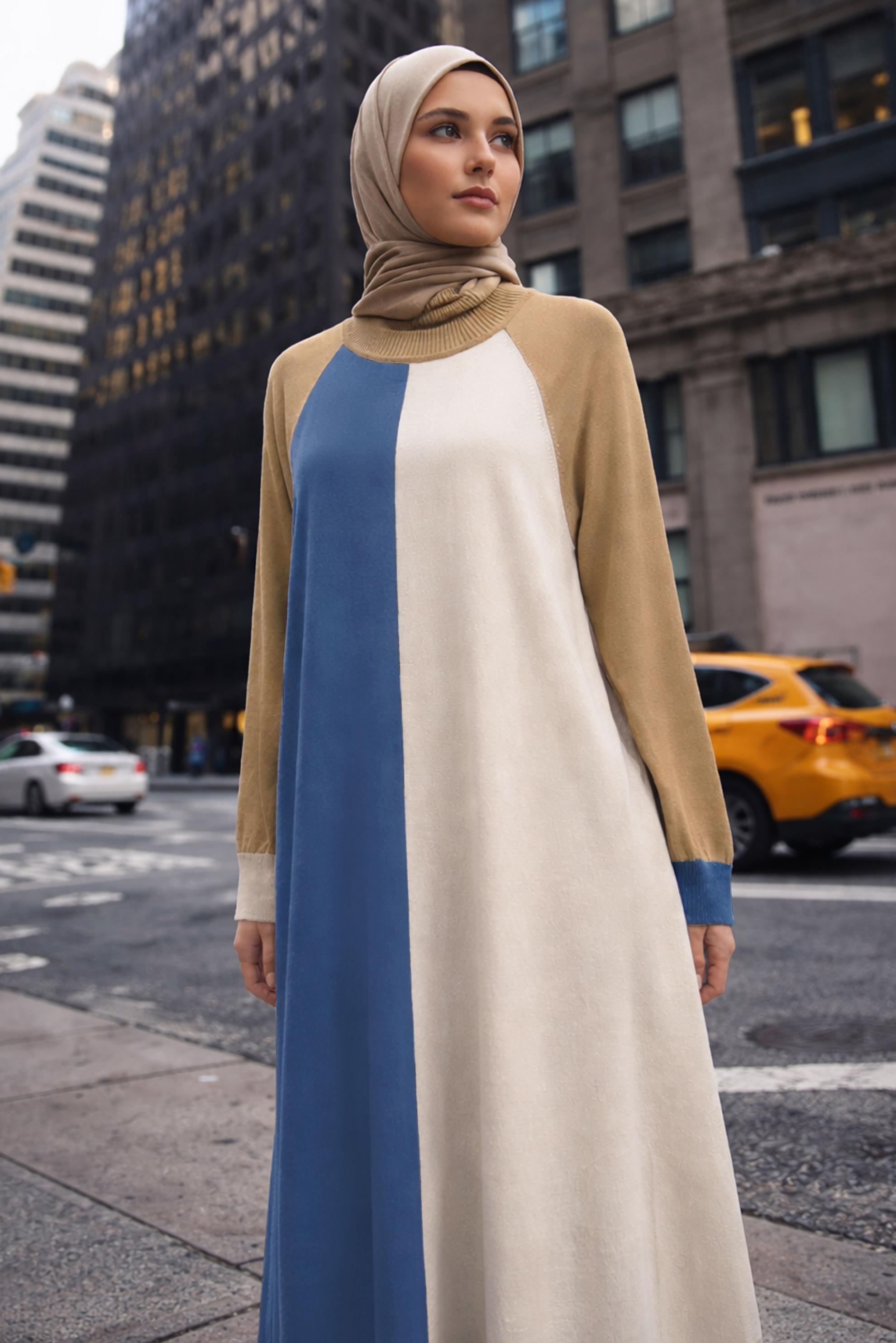 Vêtements hijab BLEU MARINE ROBE EN MAILLE 3 COULEURS 42084