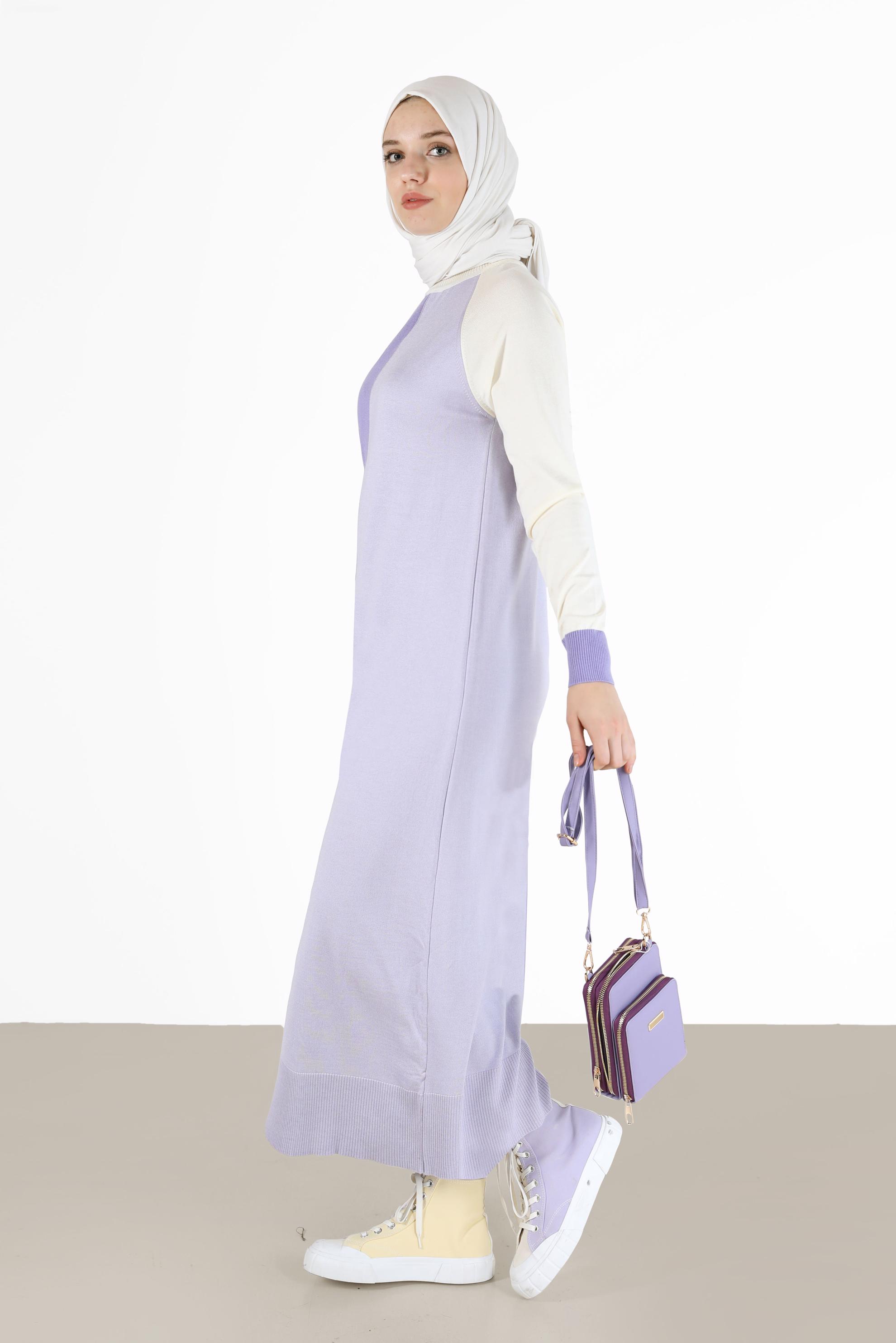 Hijab clothing PURPLE 3-COLOR KNITWEAR DRESS 42084 