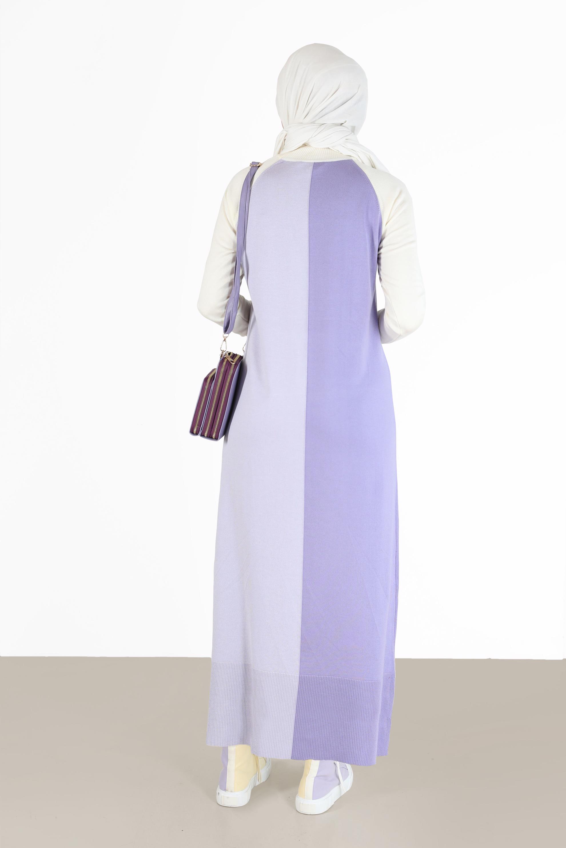 Hijab clothing PURPLE 3-COLOR KNITWEAR DRESS 42084 