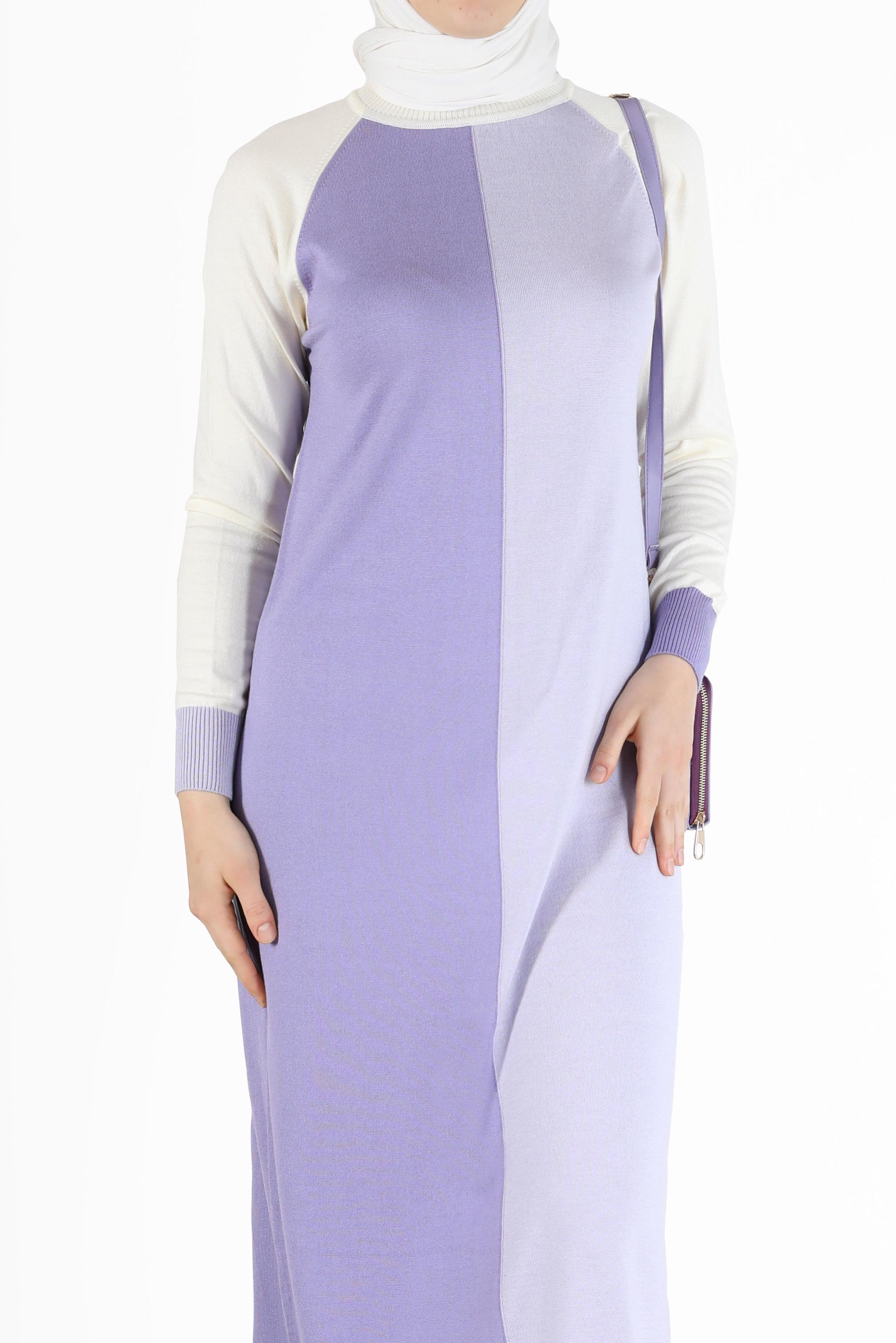 Hijab clothing PURPLE 3-COLOR KNITWEAR DRESS 42084 