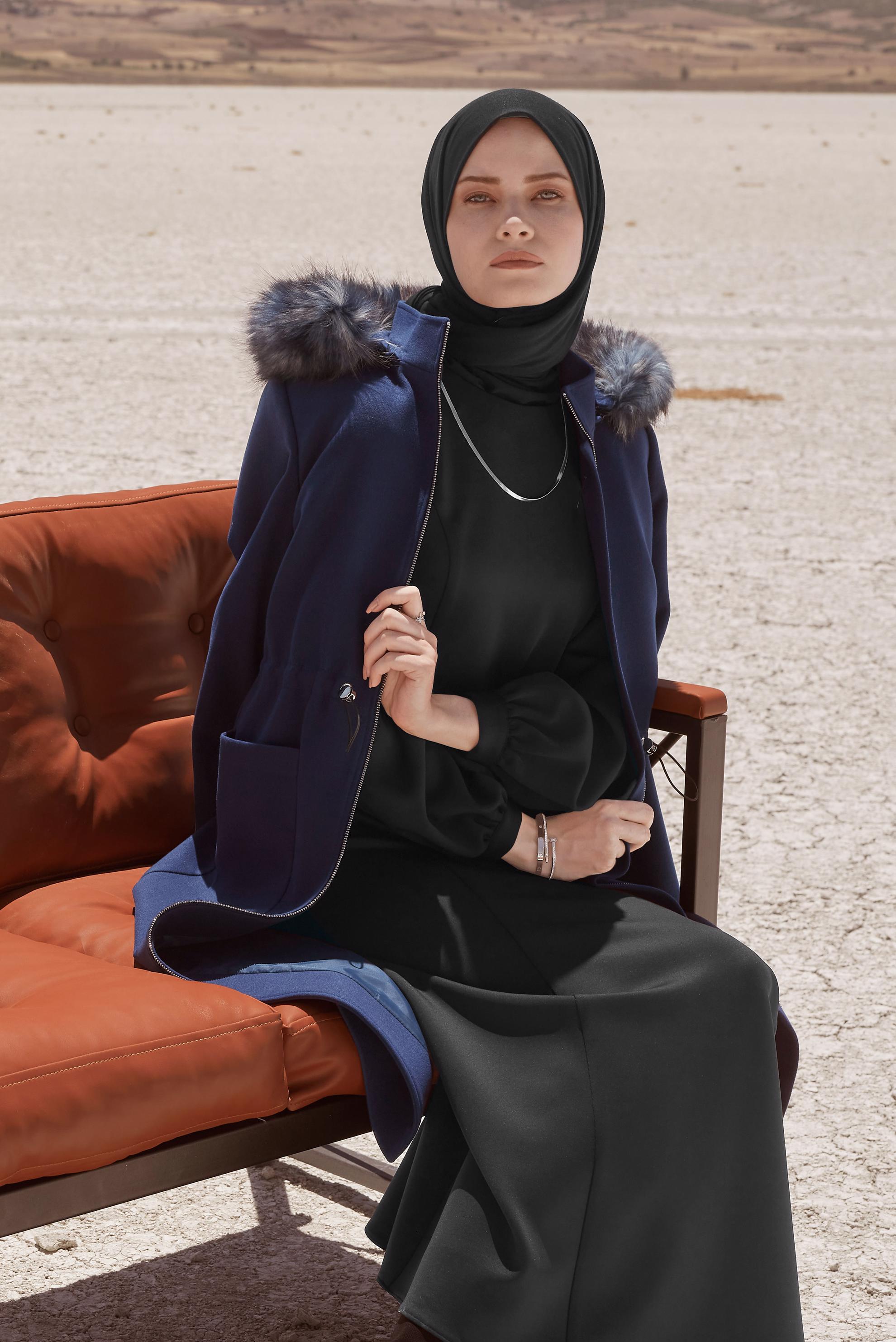 Vêtements hijab NOIR ROBE CLASSIQUE CEINTURÉE 42194