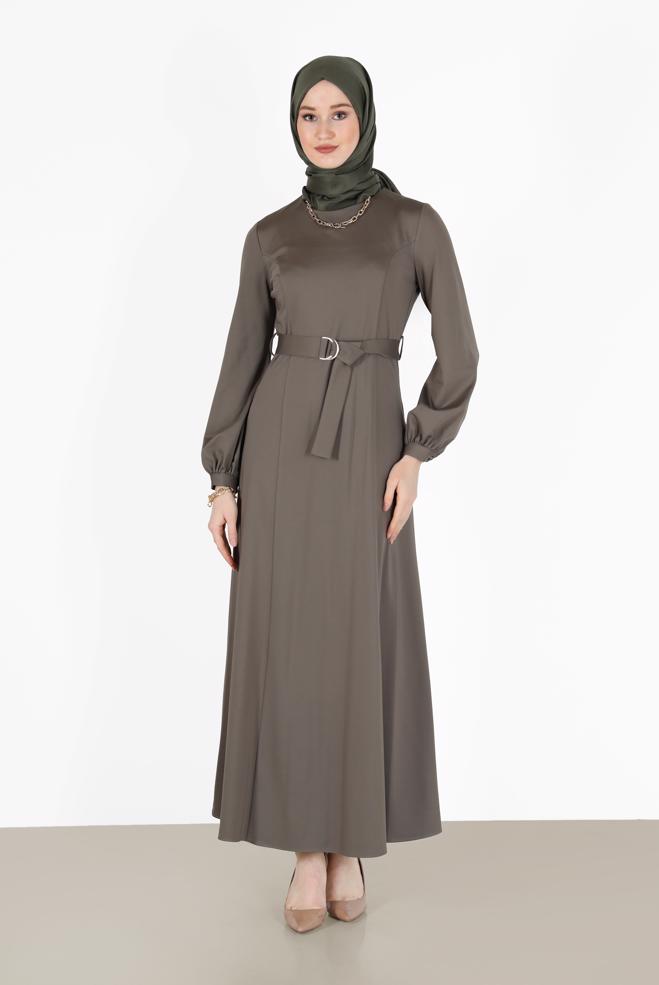 Hijab clothing  BELTED CLASSIC DRESS 42194  - ALVİNA