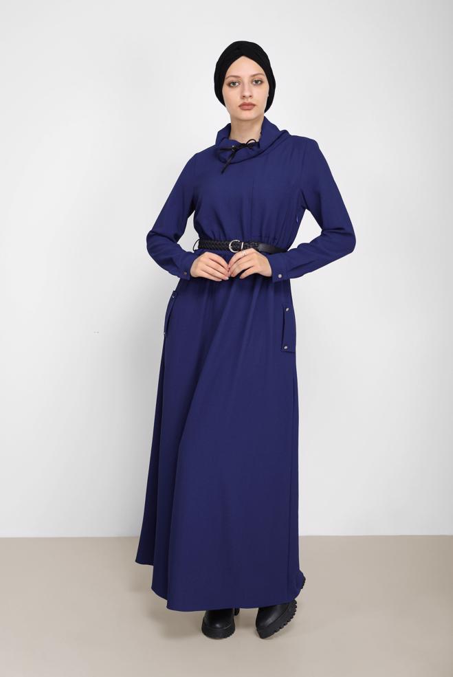 Hijab clothing  COWL NECK POCKET DETAIL DRESS 42220  - ALVİNA