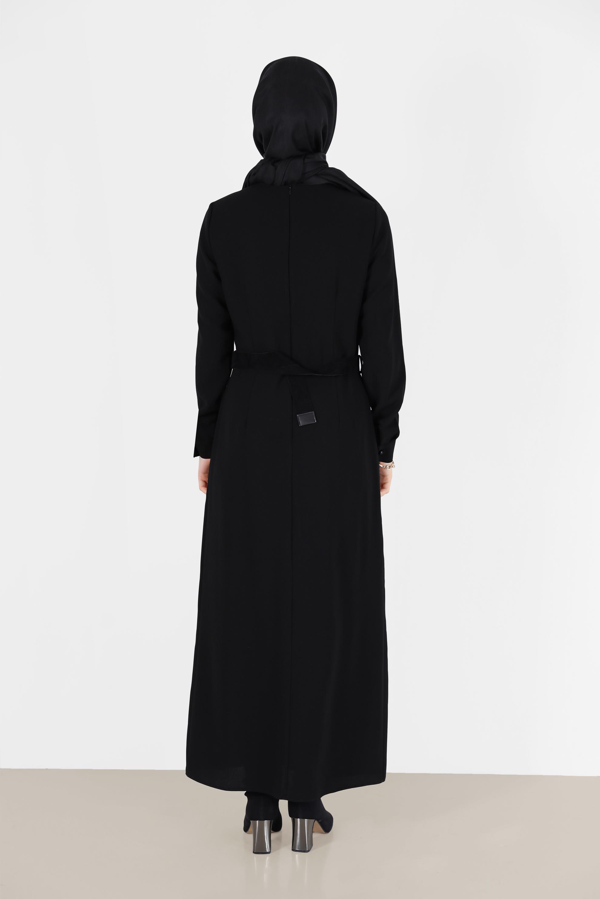 Vêtements hijab NOIR ROBE CLASSIQUE EN CRÊPE 42244