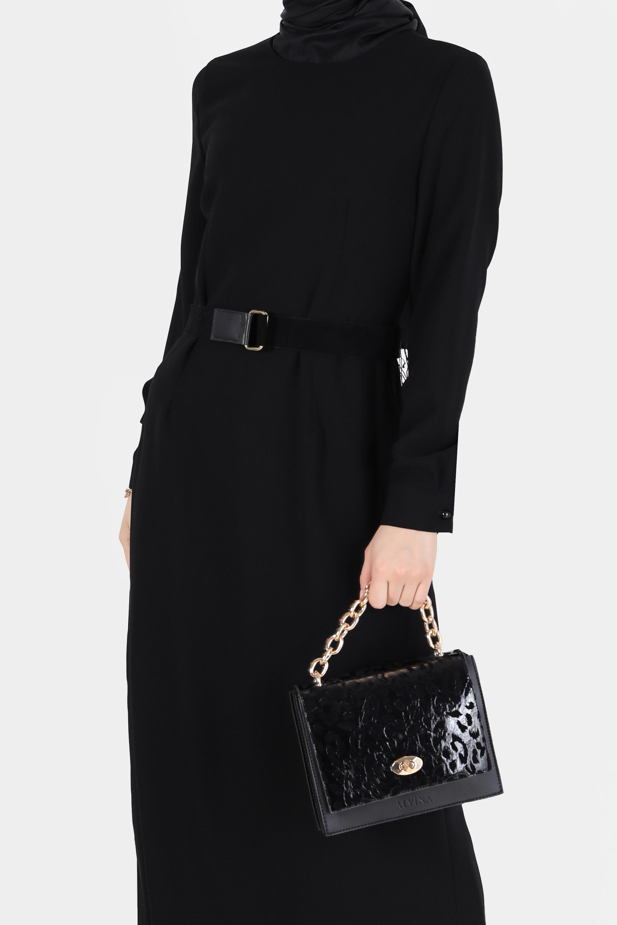 Vêtements hijab NOIR ROBE CLASSIQUE EN CRÊPE 42244