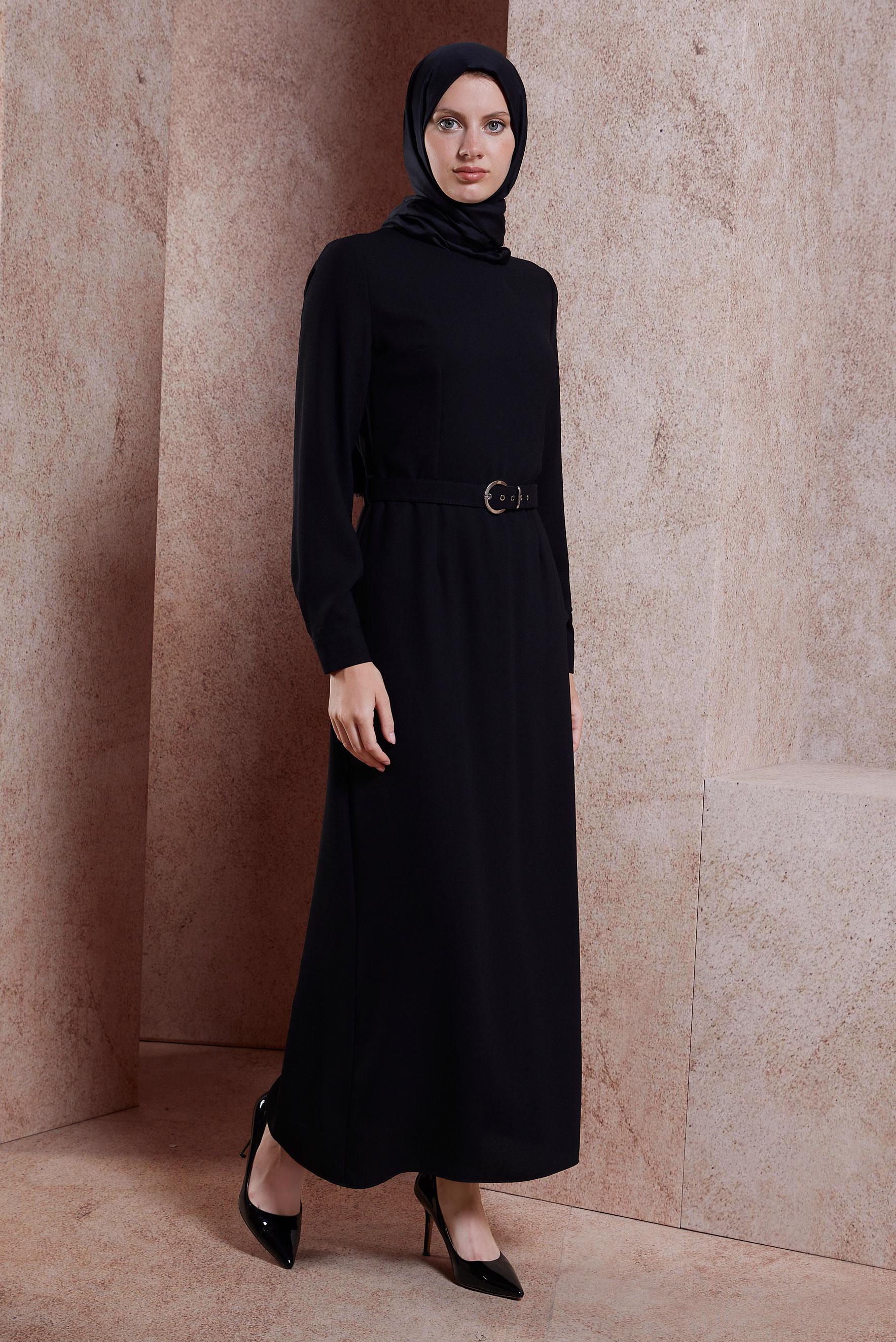 Hijab clothing BEIGE CLASSIC CREPE DRESS 42244 