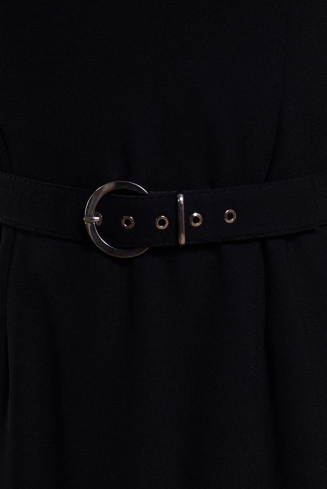 Tesettür giyim BEJ KLASİK KREP ELBİSE 42244  - ALVİNA