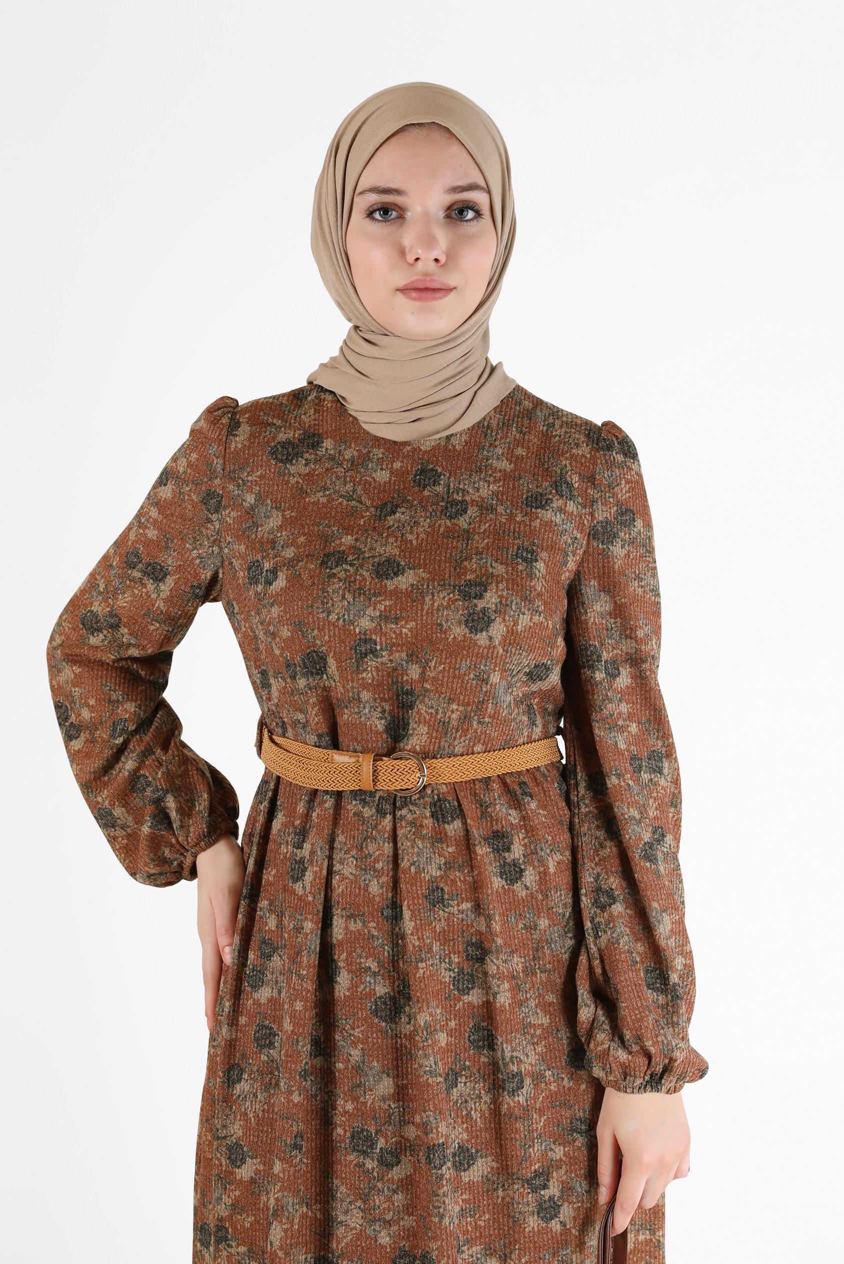 Hijab clothing TABA FLORAL DRESS WITH ELASTIC CUFFS 42296 