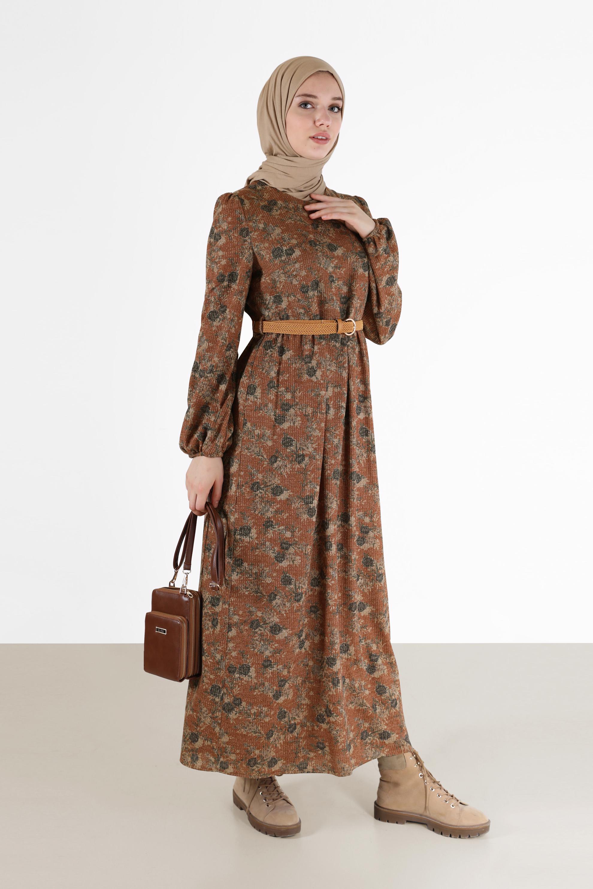 Hijab clothing TABA FLORAL DRESS WITH ELASTIC CUFFS 42296 