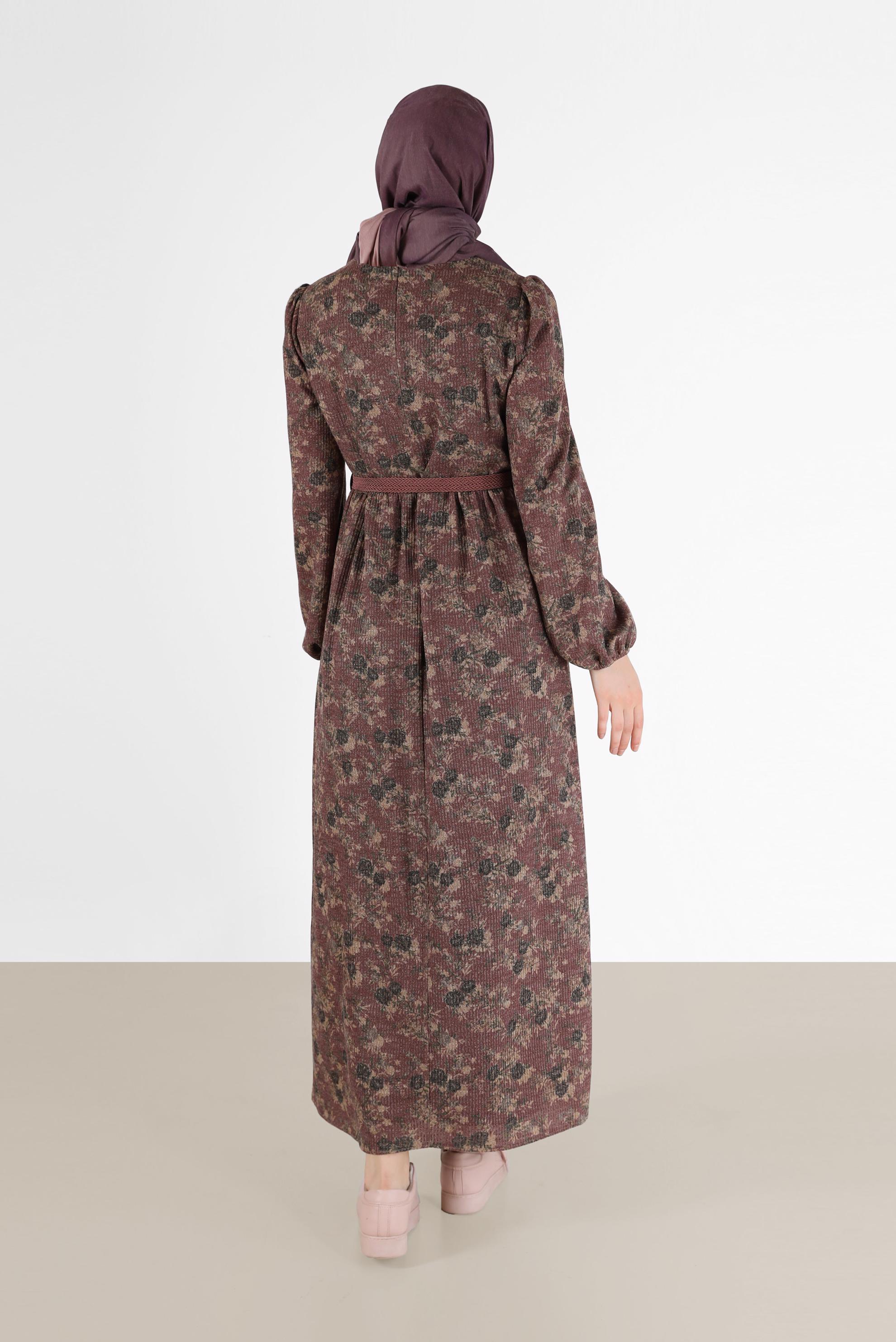 Hijab clothing PINK FLORAL DRESS WITH ELASTIC CUFFS 42296 