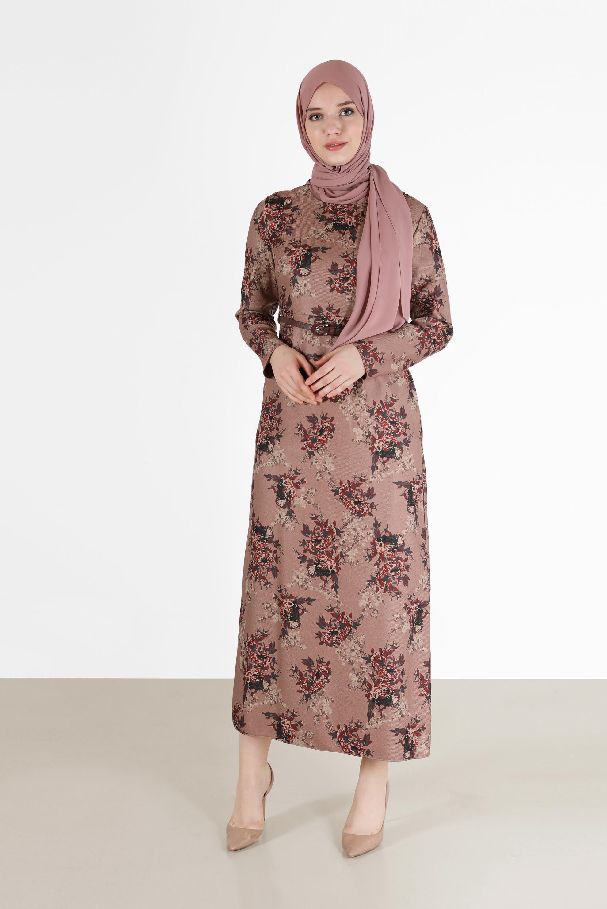 Hijab clothing POWDER FLORAL PATTERN DRESS 42297 