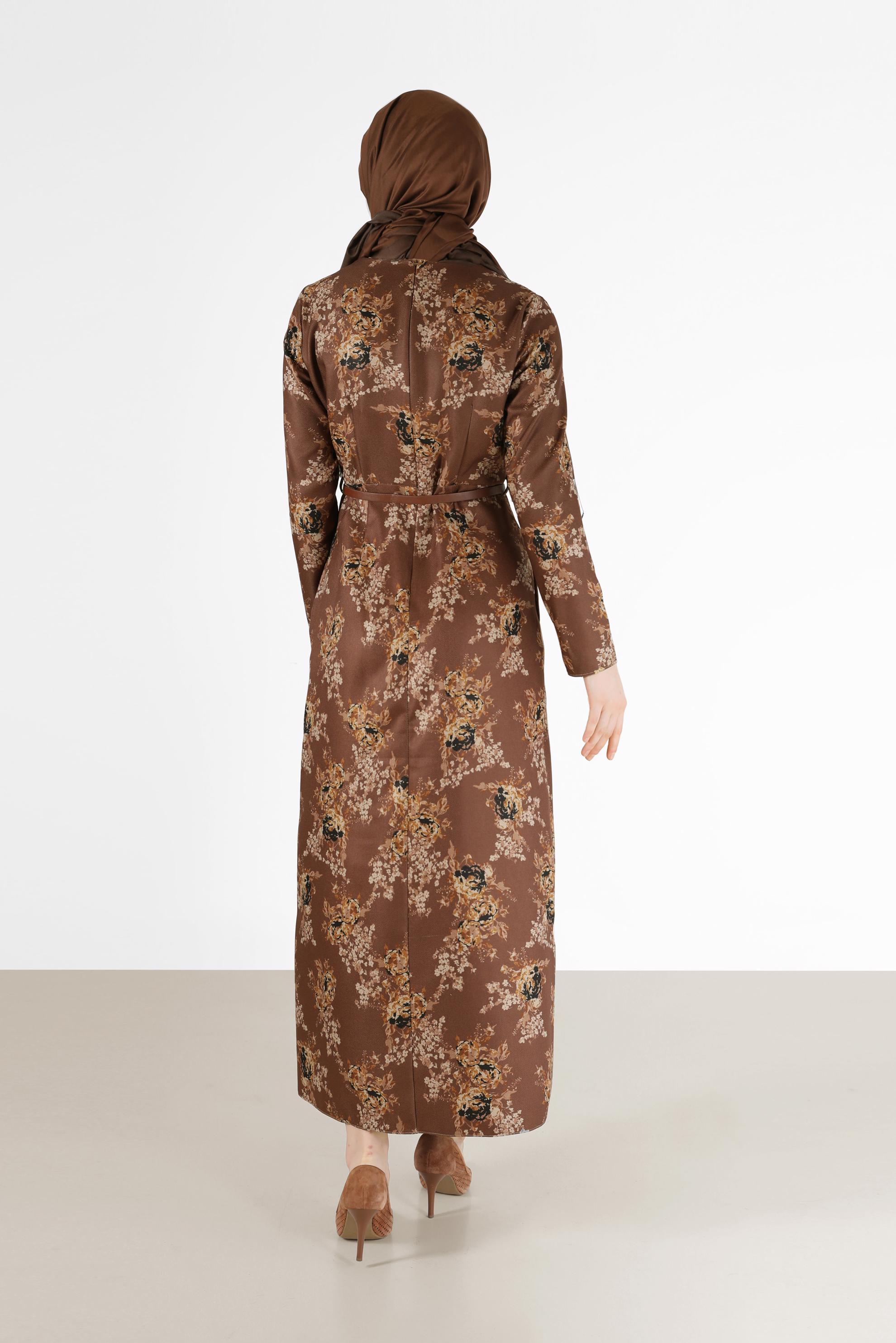 Hijab clothing BROWN FLORAL PATTERN DRESS 42297 