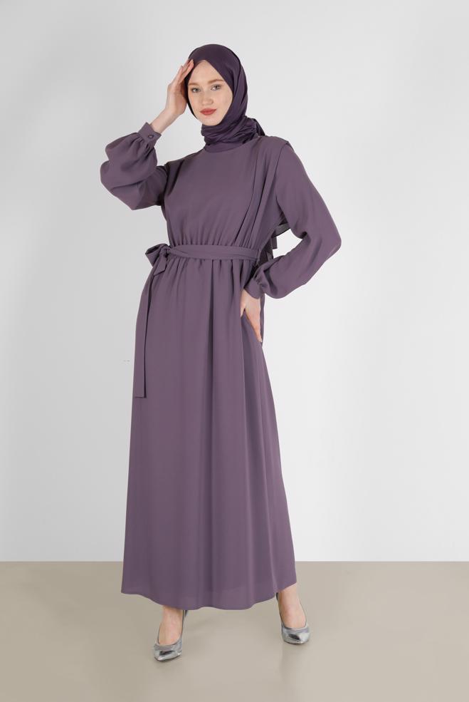 Hijab clothing  BELTED CREPE DRESS 42313  - ALVİNA