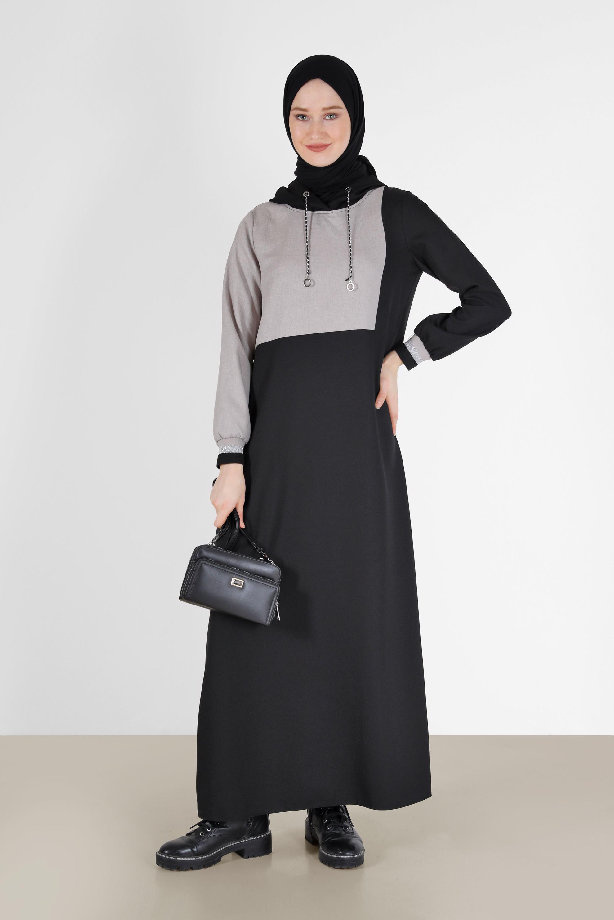 Vêtements hijab NOIR ROBE À CAPUCHE 2 COULEURS 42314