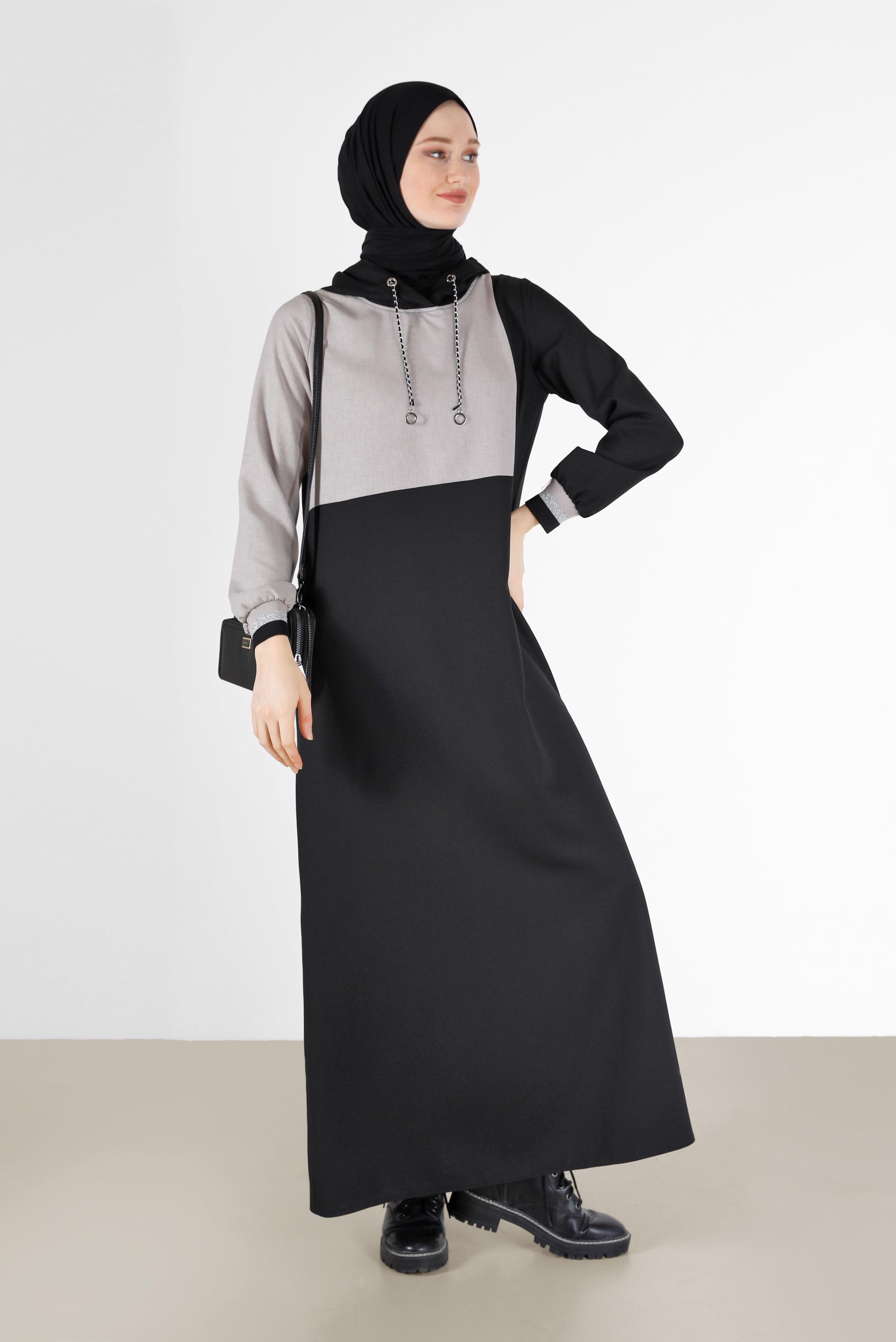 Vêtements hijab NOIR ROBE À CAPUCHE 2 COULEURS 42314