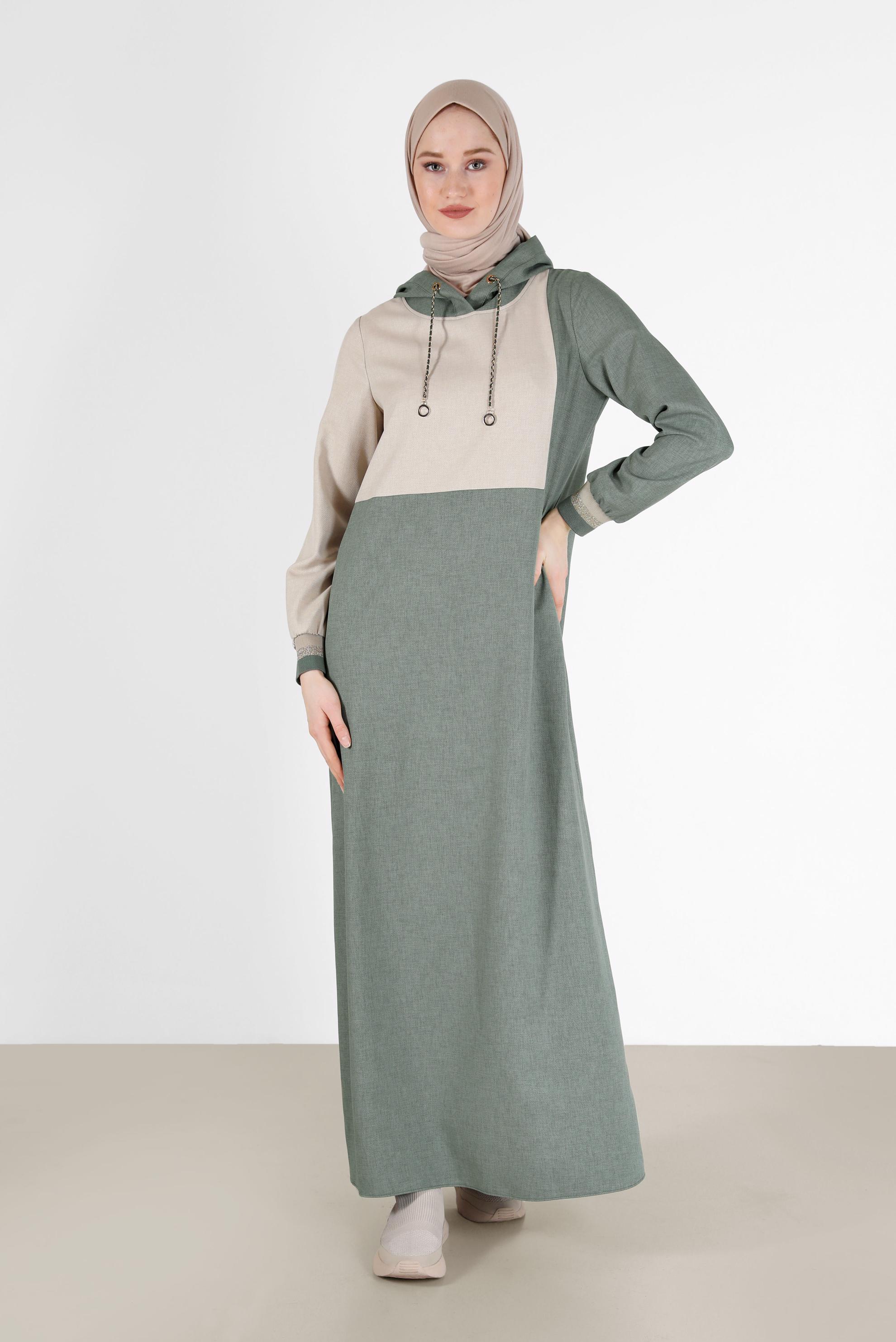 Vêtements hijab KAKI ROBE À CAPUCHE 2 COULEURS 42314