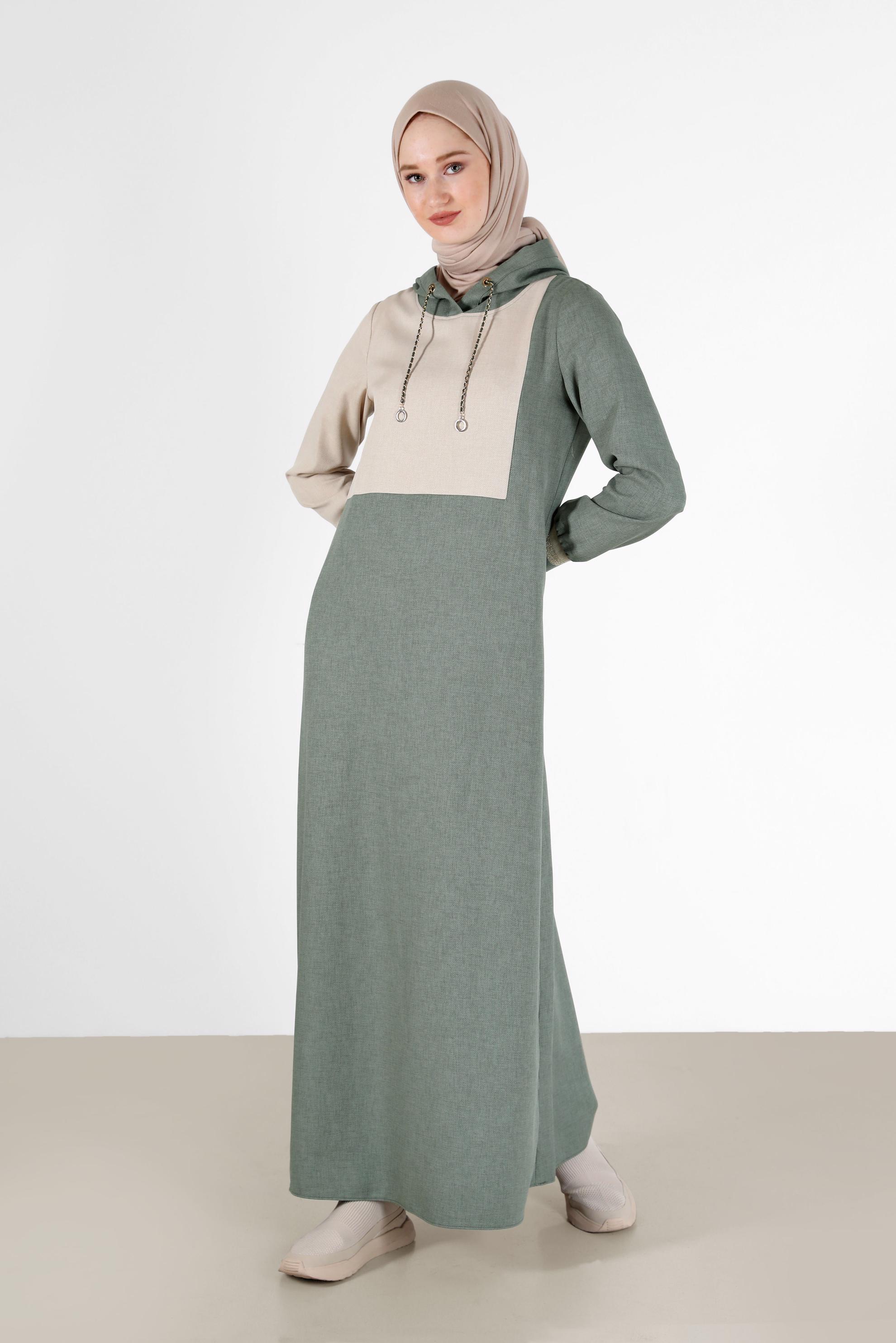 Vêtements hijab KAKI ROBE À CAPUCHE 2 COULEURS 42314