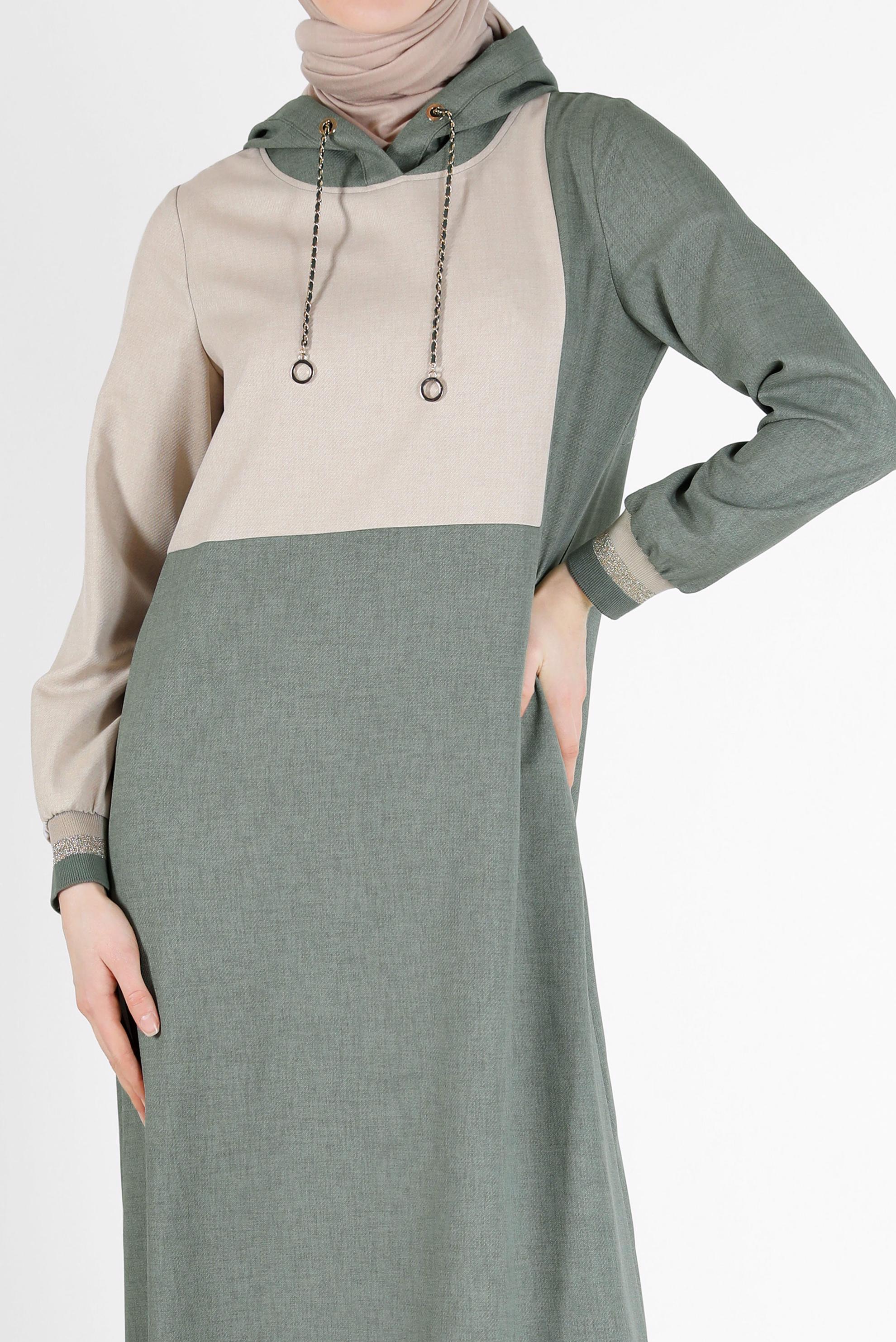 Vêtements hijab KAKI ROBE À CAPUCHE 2 COULEURS 42314