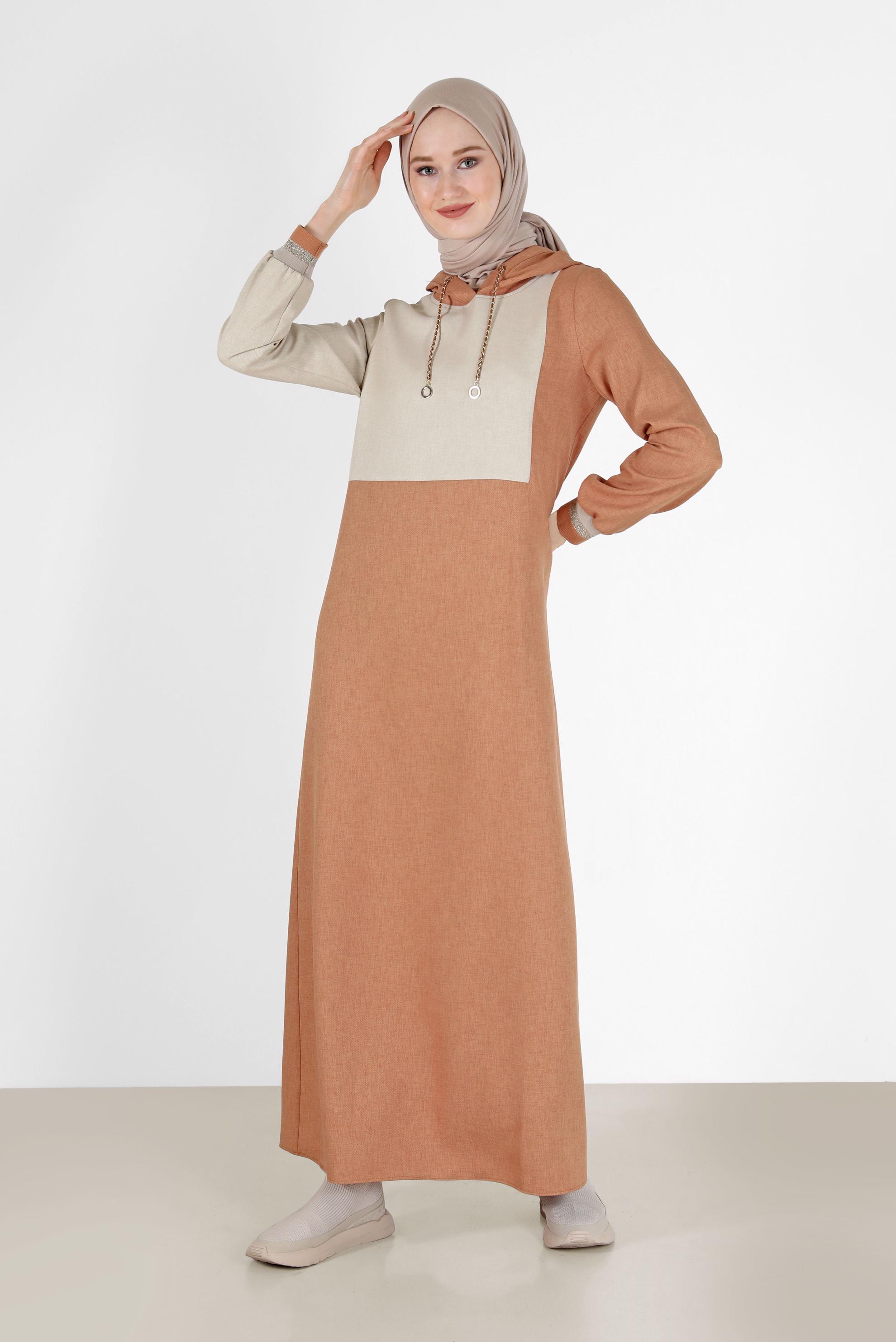 Vêtements hijab BRUN ROBE À CAPUCHE 2 COULEURS 42314