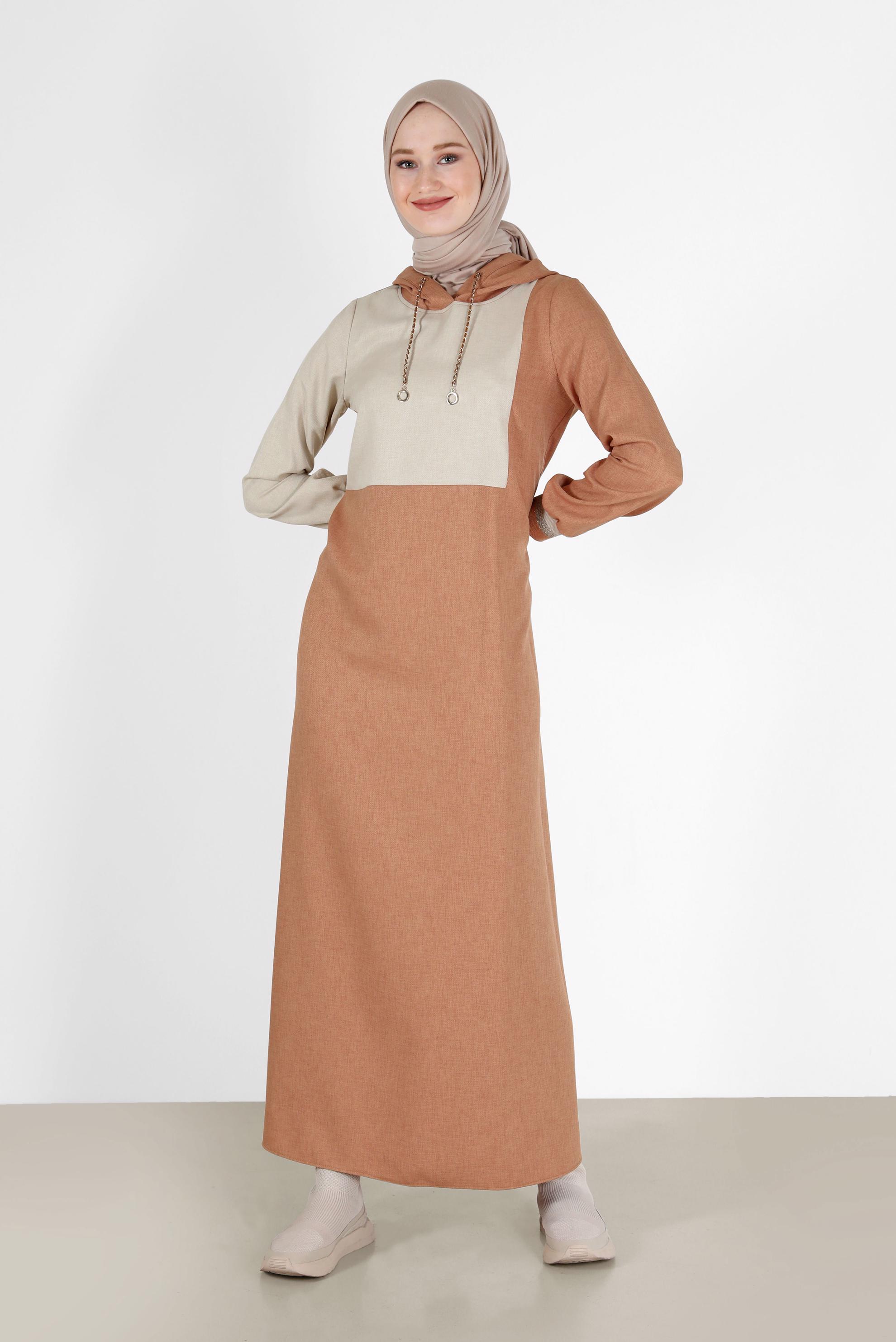Vêtements hijab BRUN ROBE À CAPUCHE 2 COULEURS 42314