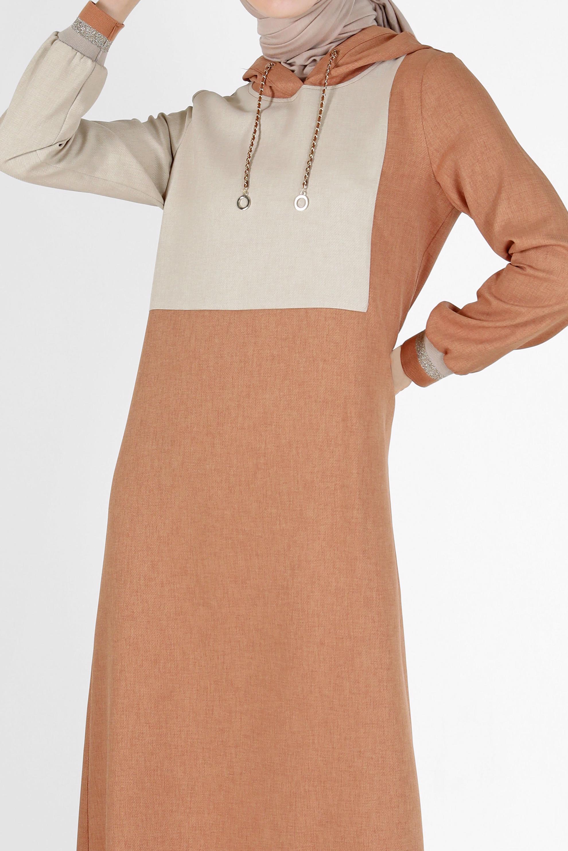 Vêtements hijab BRUN ROBE À CAPUCHE 2 COULEURS 42314