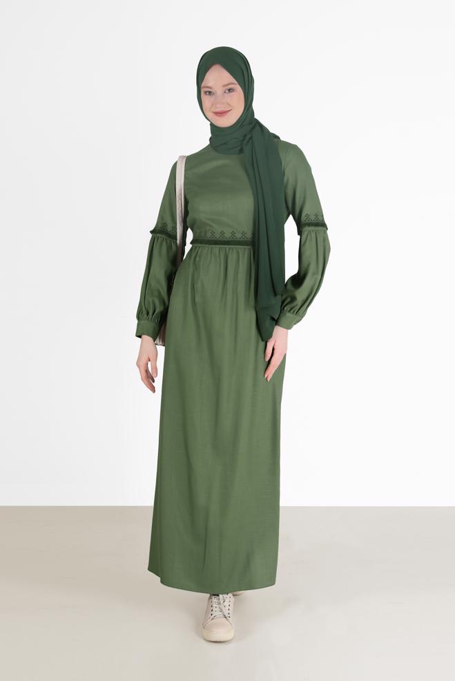 Hijab clothing  EMBROIDERY DETAIL DRESS 42333  - ALVİNA