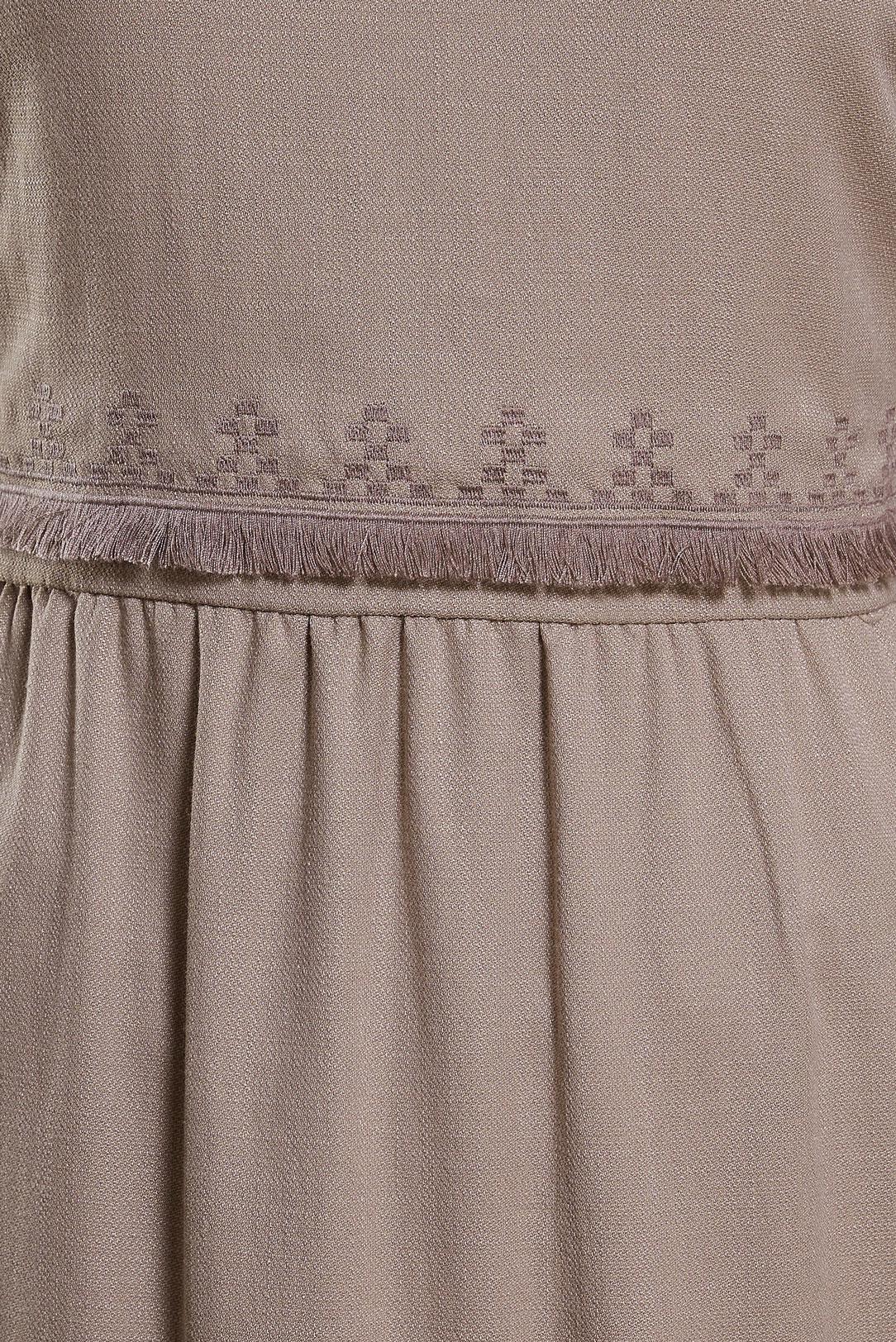 Tesettür giyim KAHVE BELİ VE KOLLARI NAKIŞ DETAYLI ELBİSE 42333