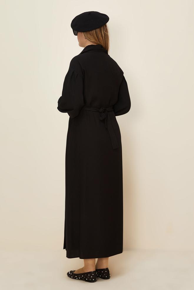 Hijab clothing BLACK BELTED DRESS 42335 - ALVİNA