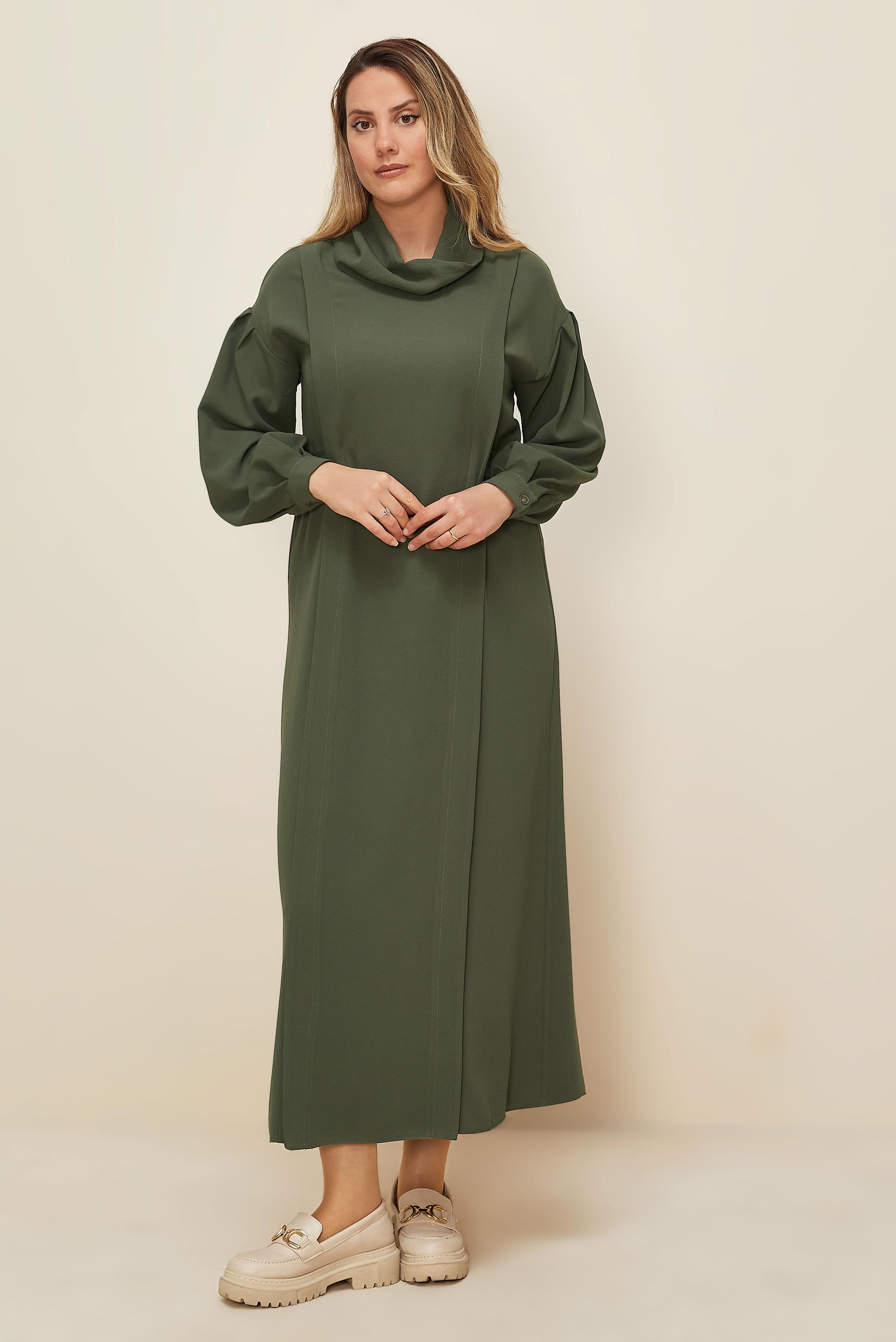 Hijab clothing KHAKI BELTED DRESS 42335