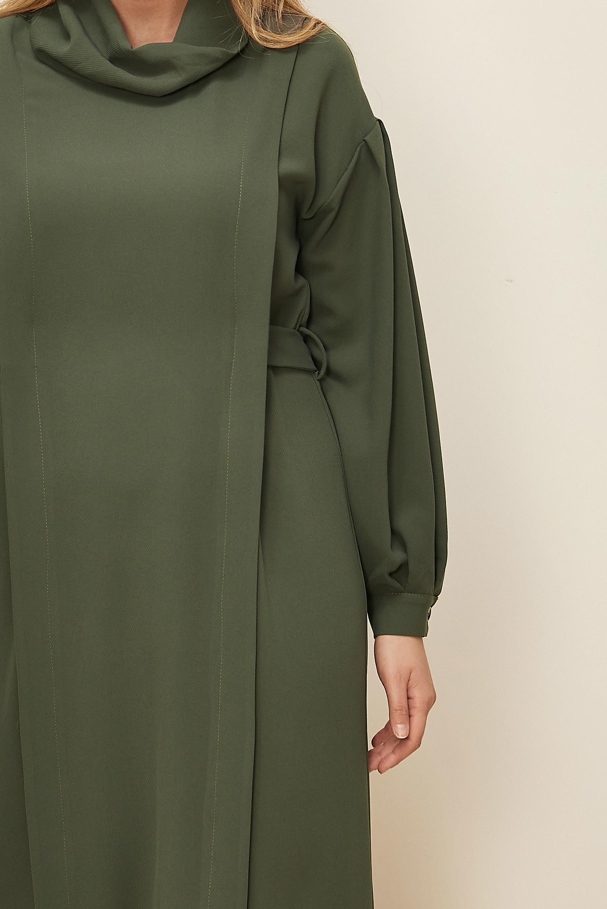 Hijab clothing KHAKI BELTED DRESS 42335