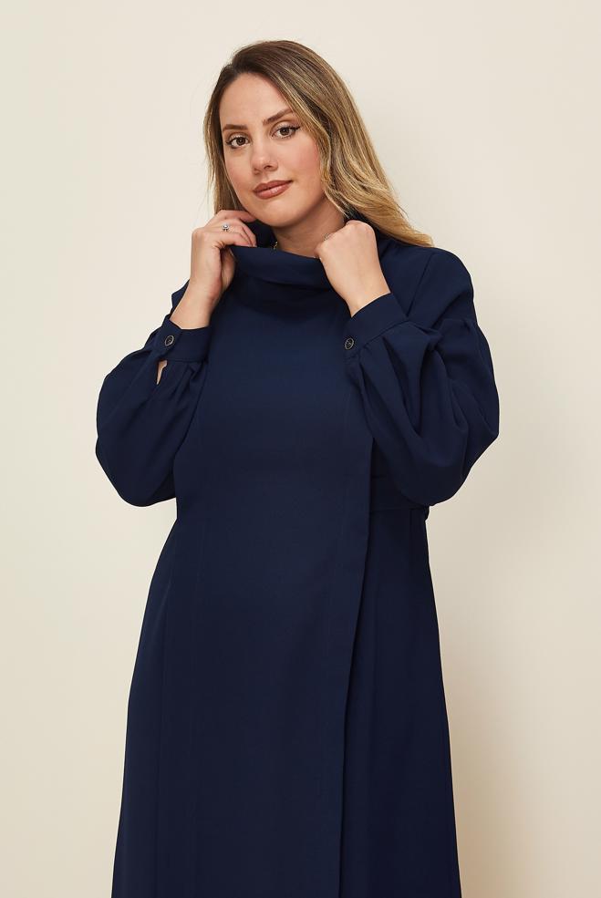 Hijab clothing NAVY BLUE BELTED DRESS 42335 - ALVİNA