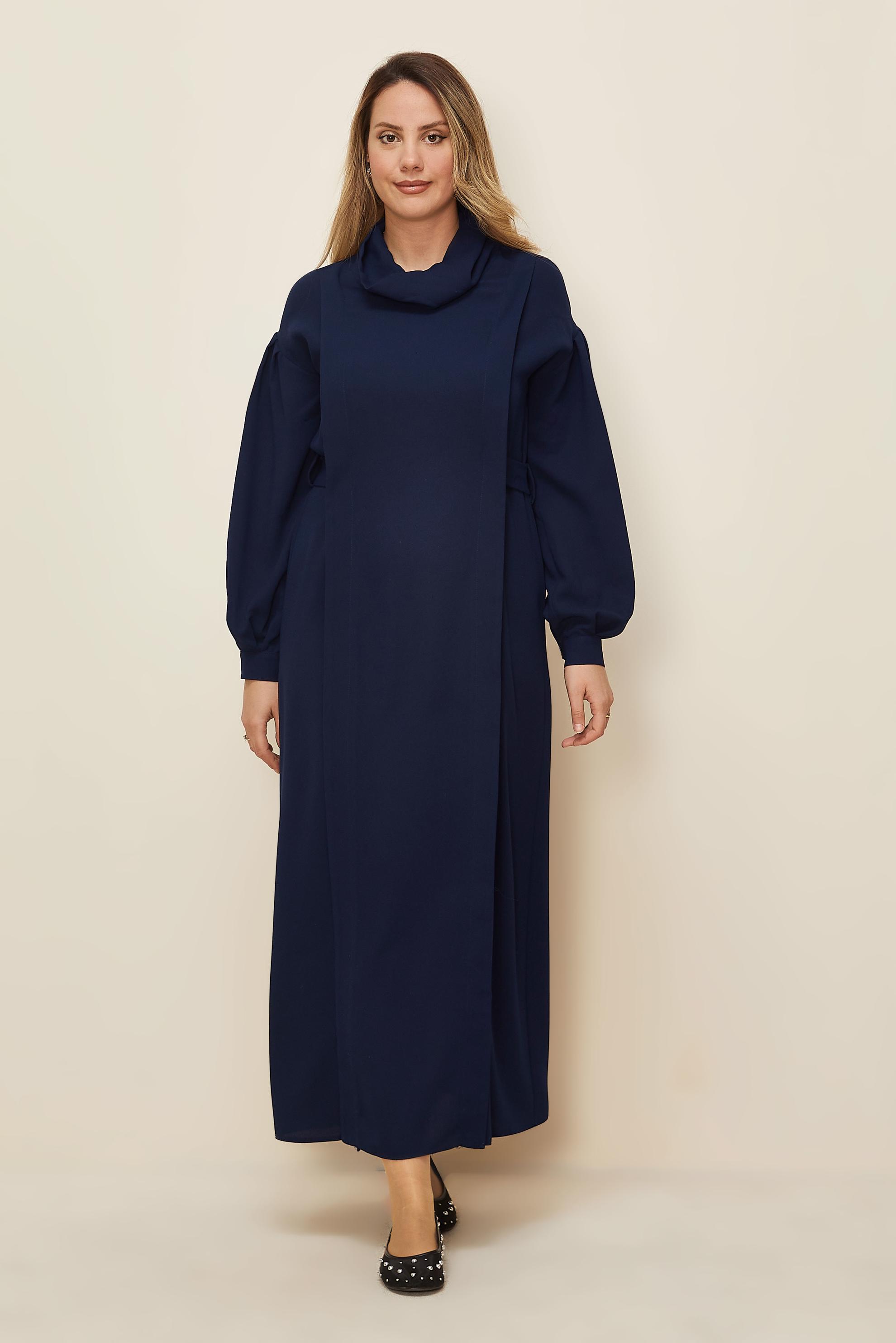 Hijab clothing NAVY BLUE BELTED DRESS 42335