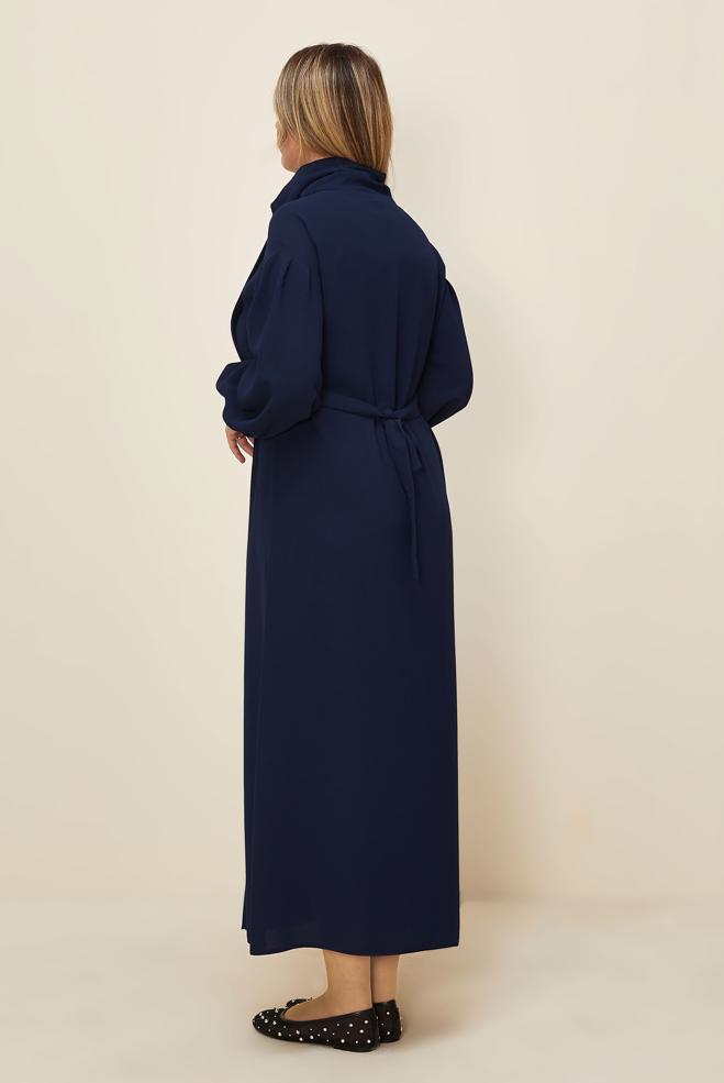 Hijab clothing NAVY BLUE BELTED DRESS 42335 - ALVİNA