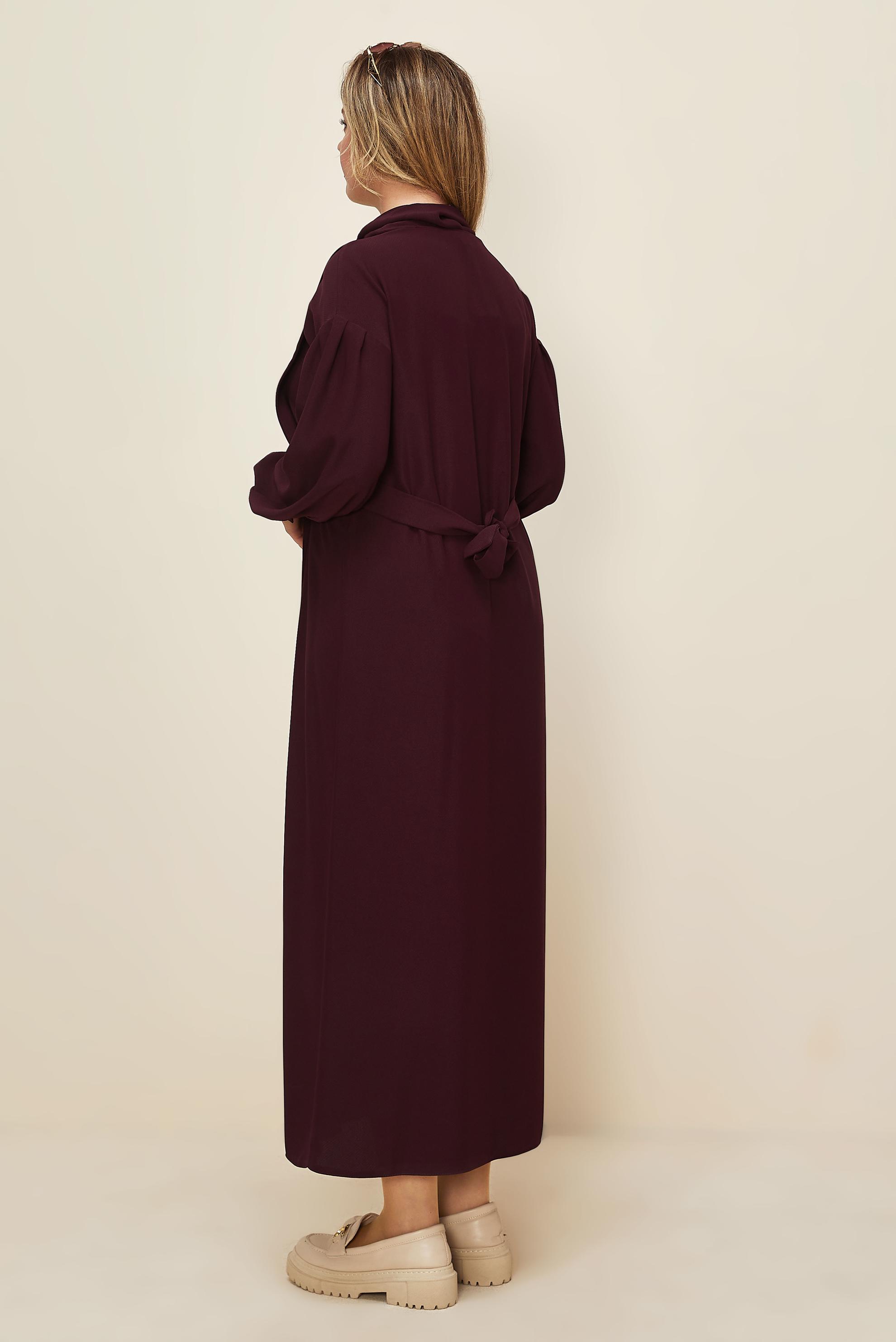 Hijab clothing CLARET RED BELTED DRESS 42335