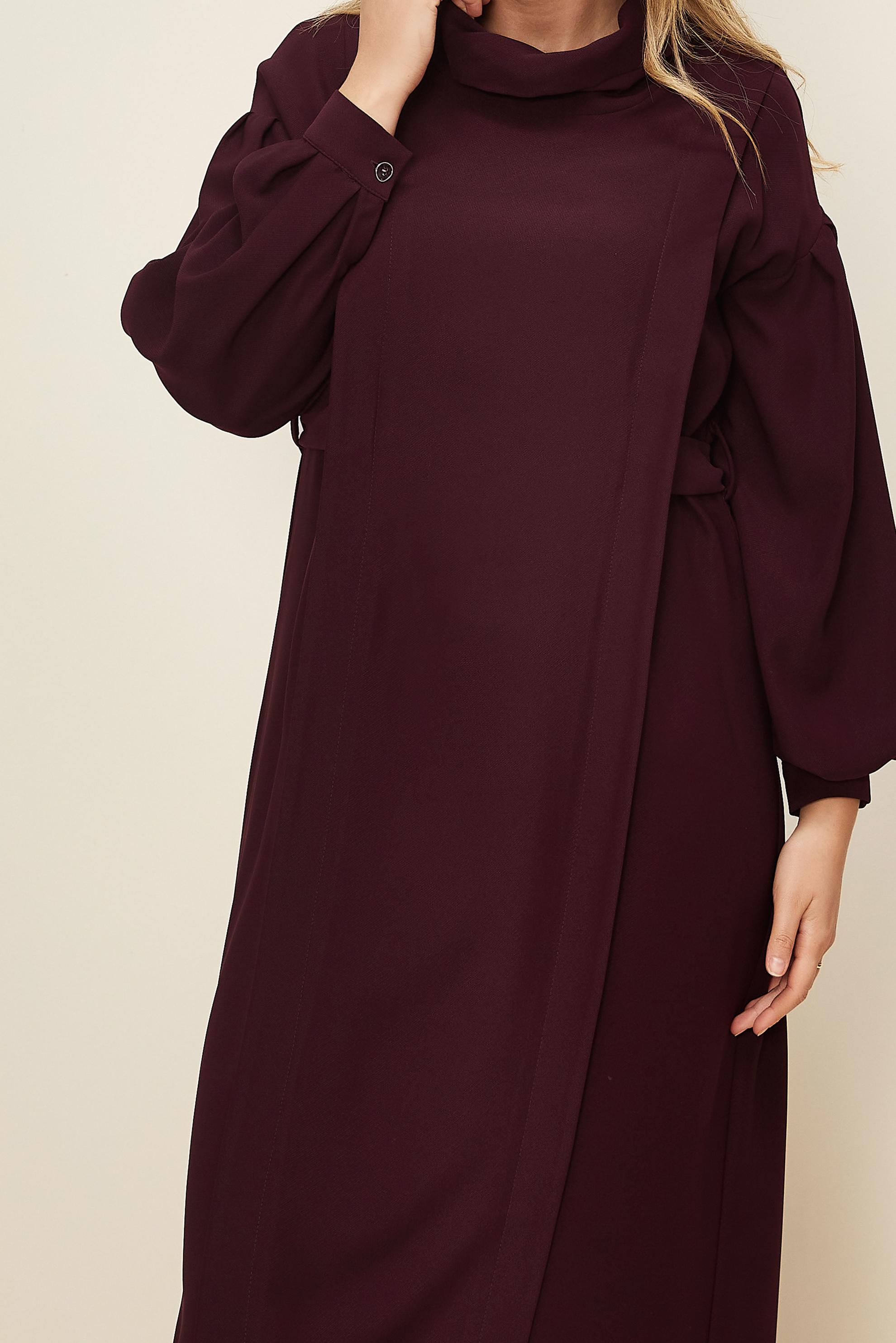 Hijab clothing CLARET RED BELTED DRESS 42335