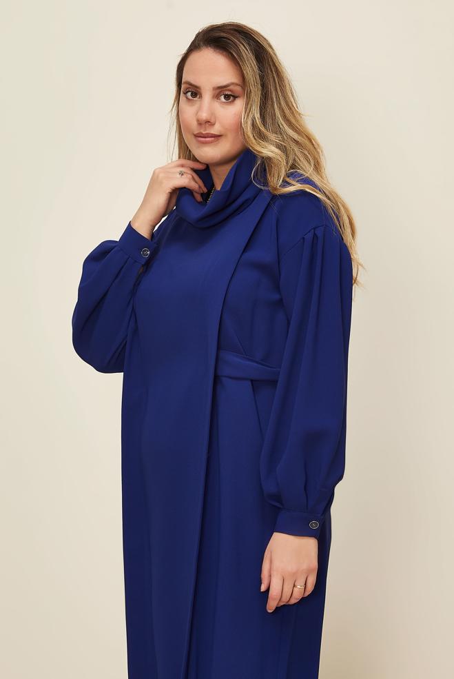 Hijab clothing BLUE BELTED DRESS 42335 - ALVİNA