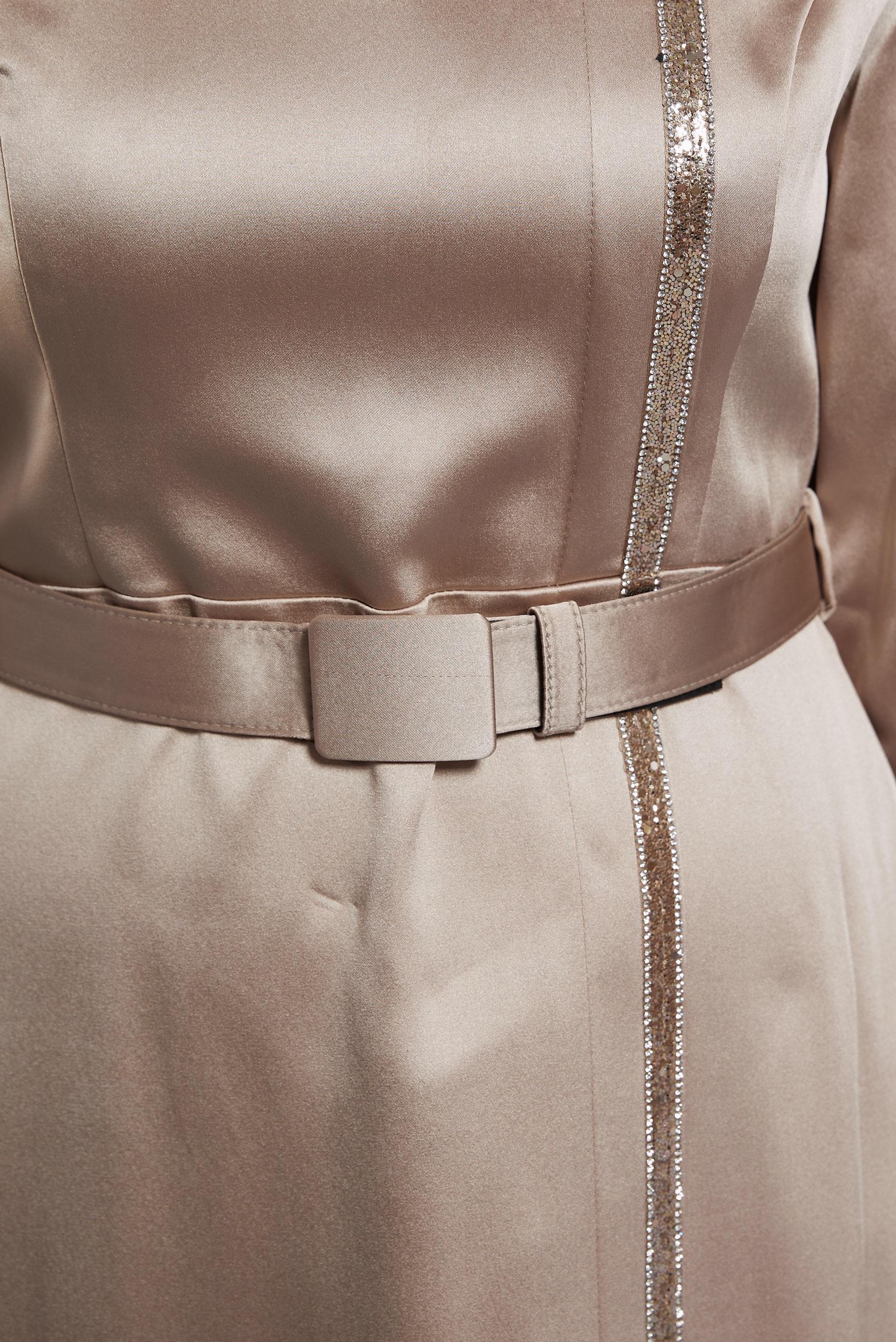 Vêtements hijab BEIGE ROBE EN SATIN À RAYURES ET PIERRES PRÉCIEUSES 42417