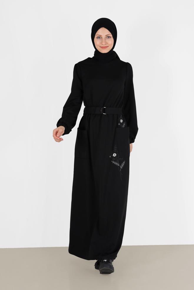 Vêtements hijab  ROBE CEINTURÉE 42434 - ALVİNA