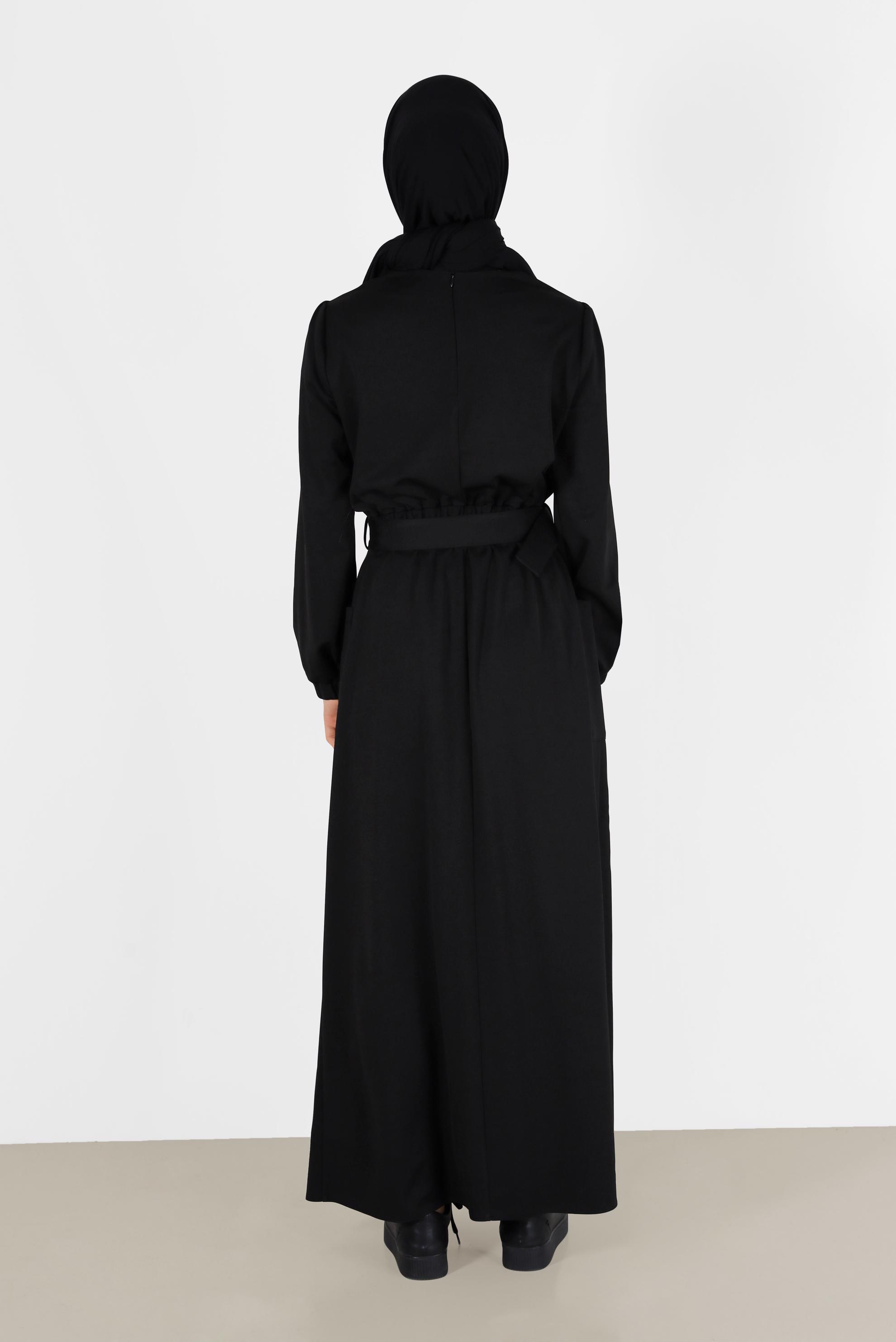 Vêtements hijab NOIR ROBE CEINTURÉE 42434