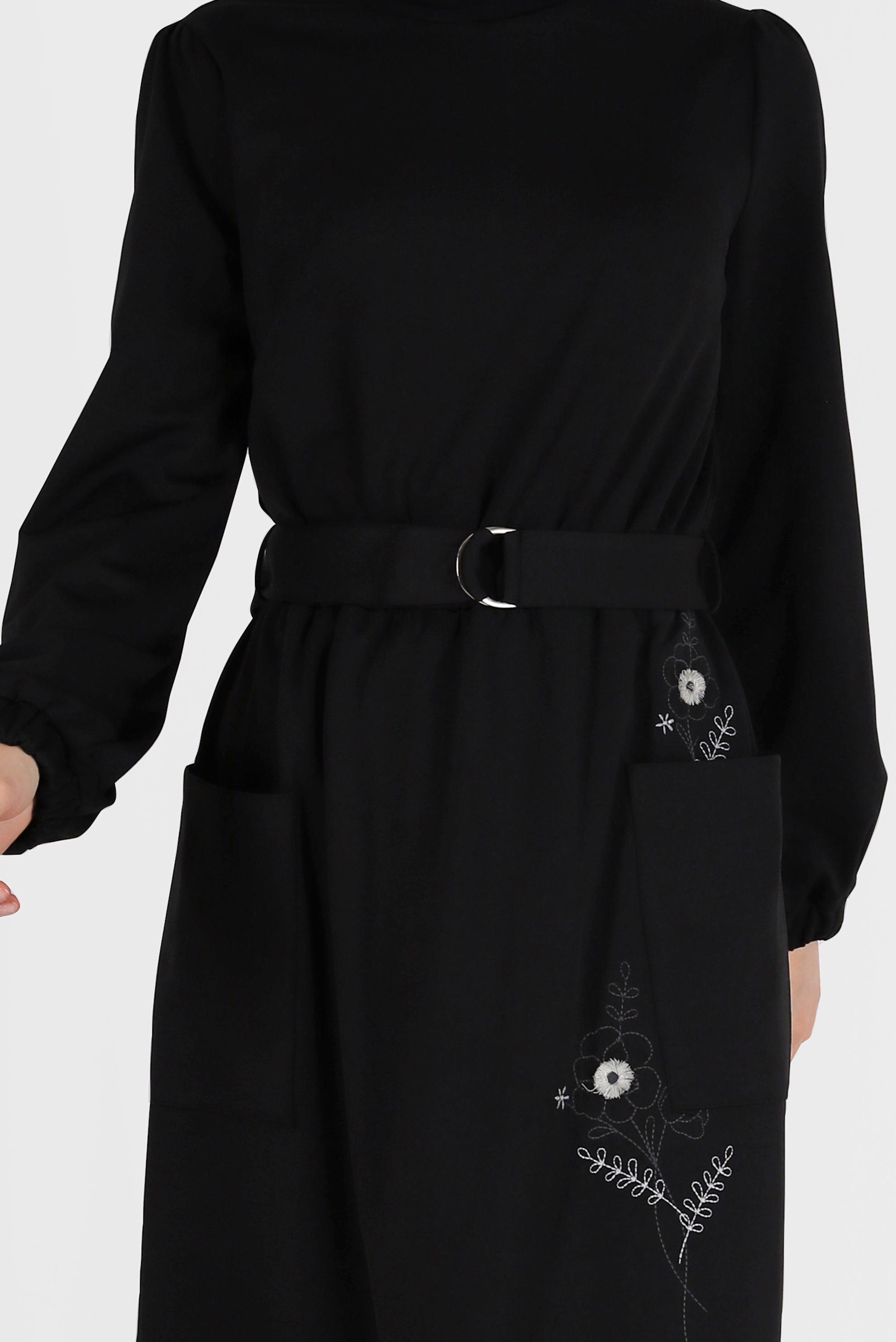 Vêtements hijab NOIR ROBE CEINTURÉE 42434