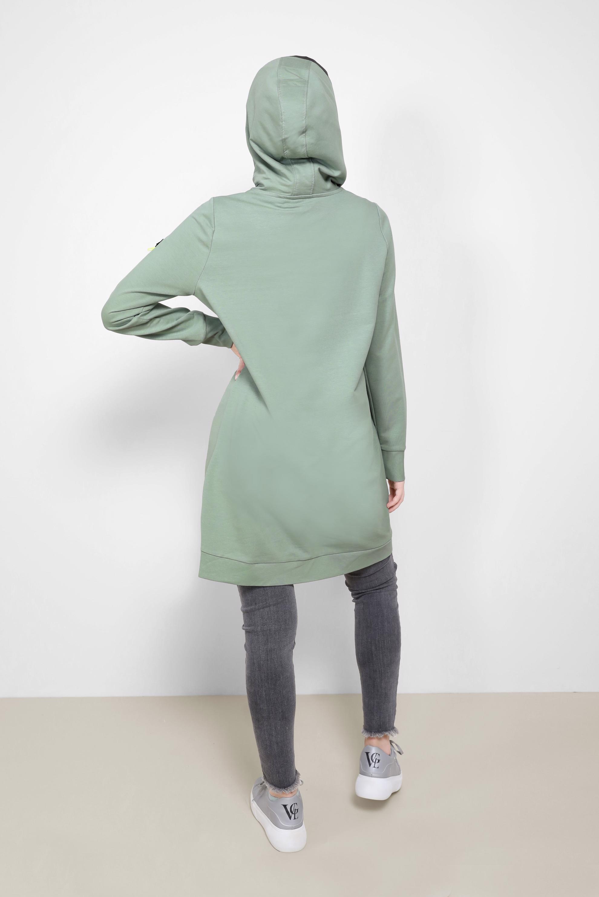 Tesettür giyim YEŞİL KAPÜŞONLU BAĞCIKLI EŞOFMAN TUNİK 42174 