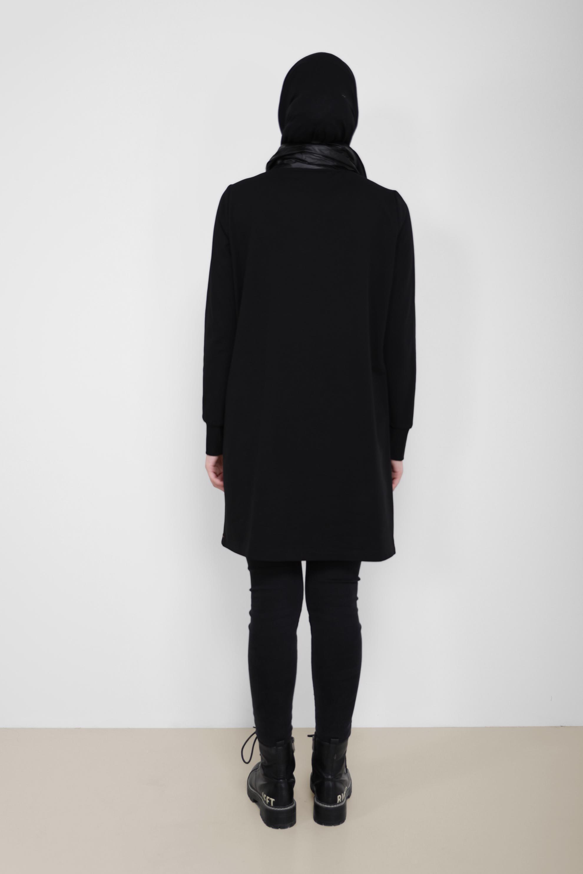 Tesettür giyim SARI FİLE DETAYLI CEPLİ EŞOFMAN TUNİK 42179 